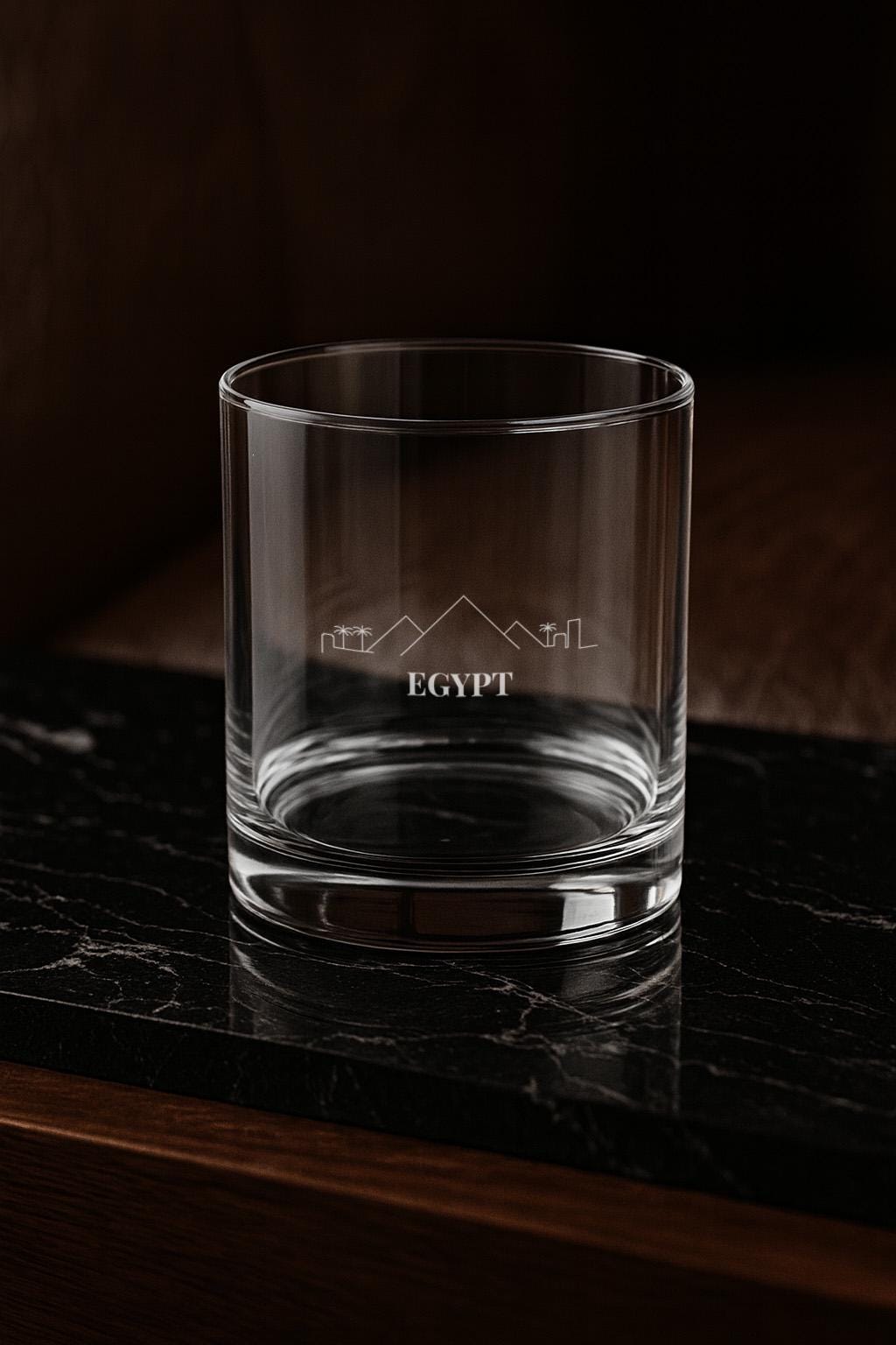 Engraved EGYPT Whiskey Glass, Personalized Dad Rocks Glass, Custom Etched Skyline Gift Souvenir