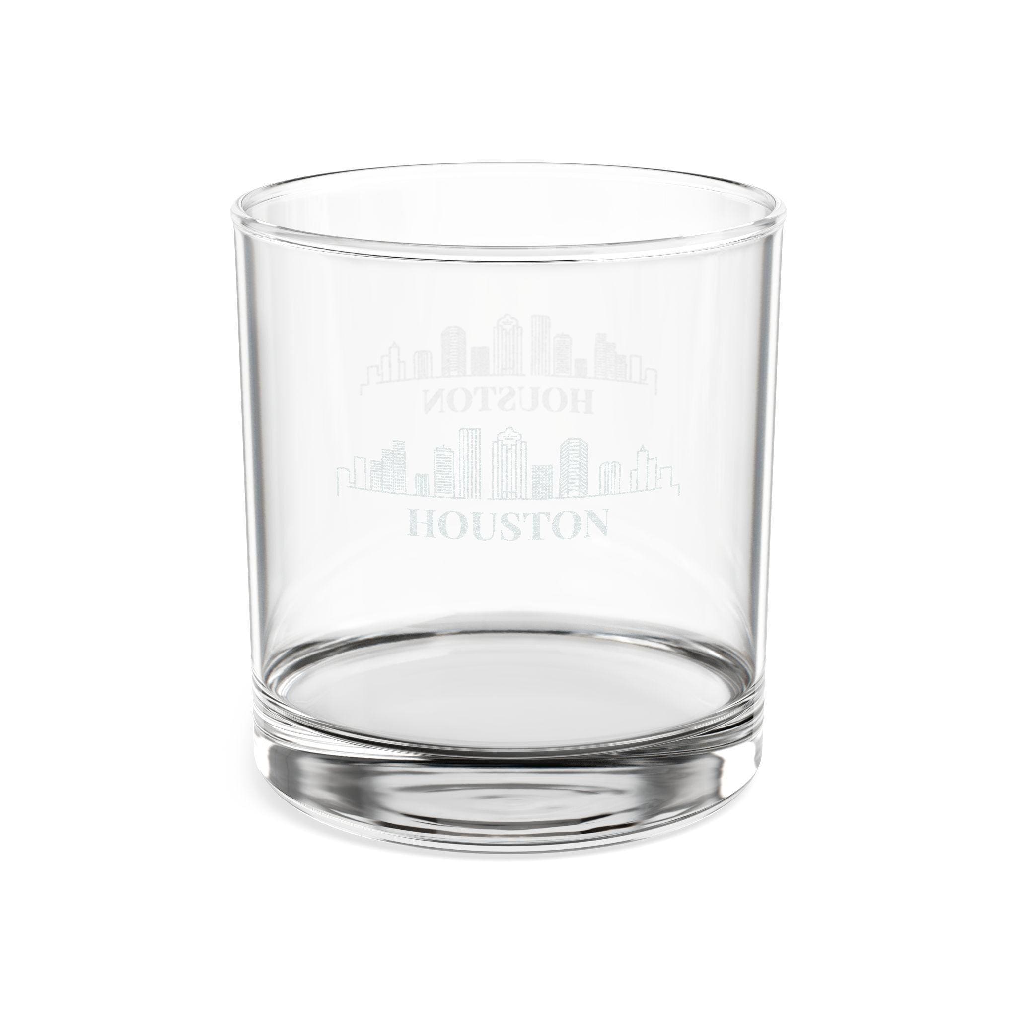 Engraved HOUSTON Whiskey Glass, Personalized Dad Rocks Glass, Custom Etched Skyline Gift Souvenir