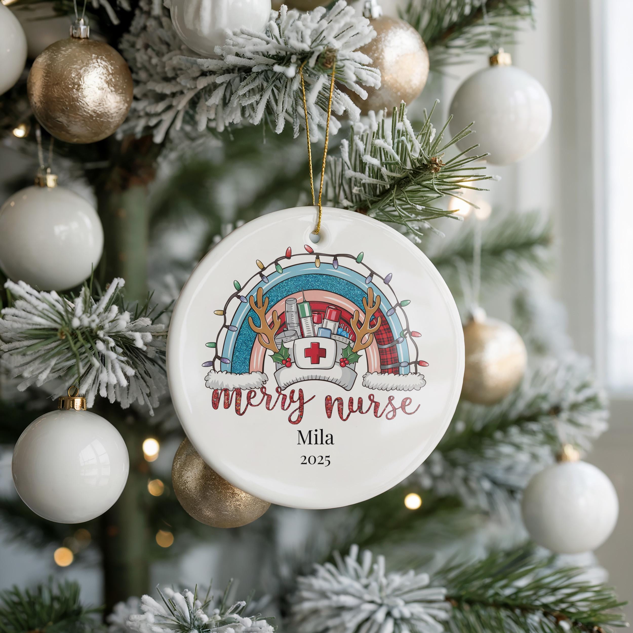 Personalized Nurse Ornament, Custom RN BNA Graduation Christmas Gift, Holiday Decoration Bauble