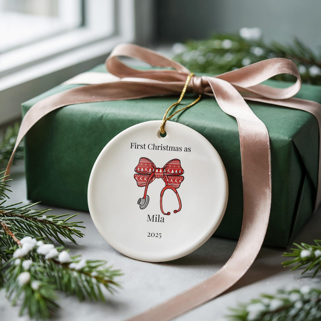 Personalized Nurse Ornament, Custom BNA, RN Graduation Christmas Gift, Holiday Decoration Bauble