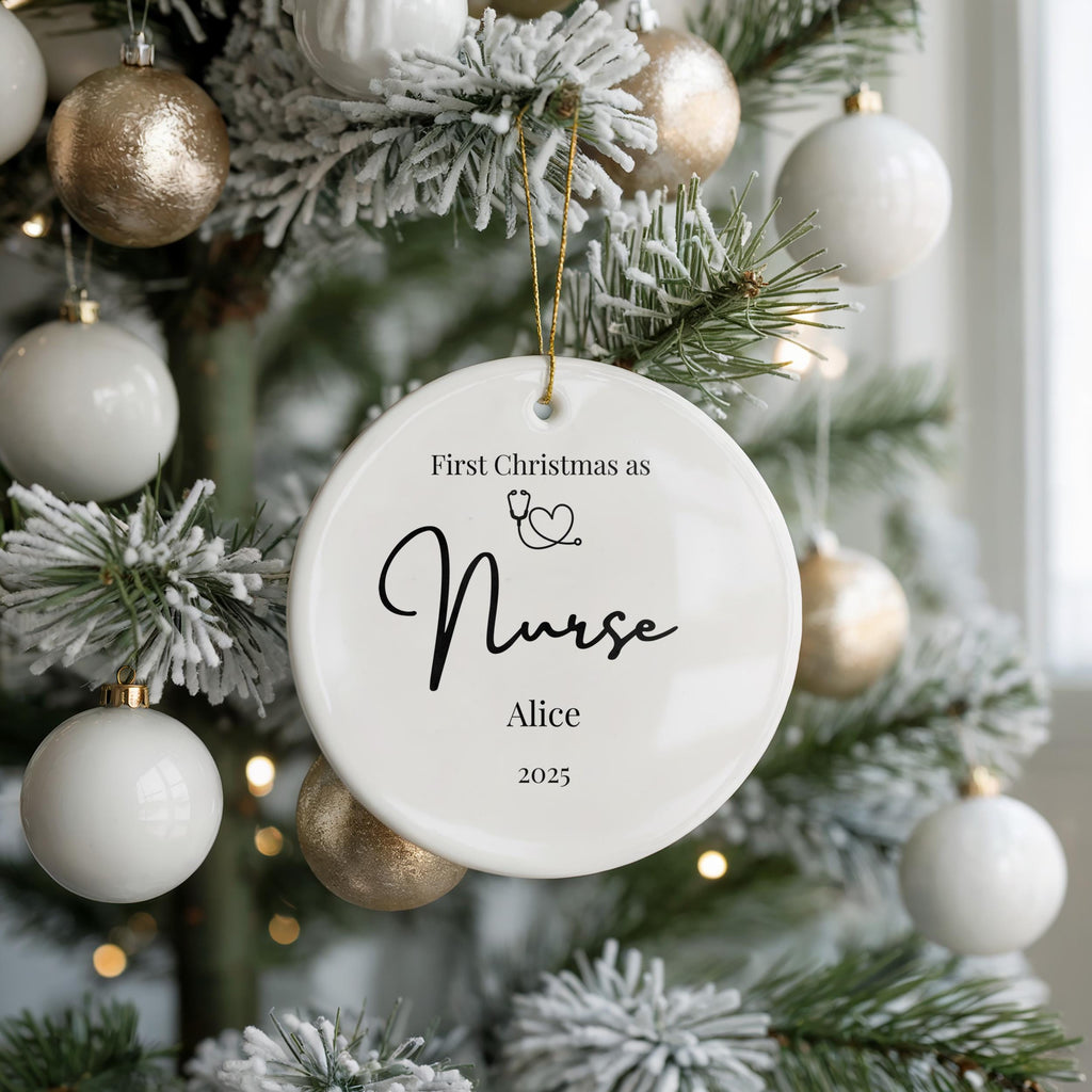Personalized Nurse Ornament, RN Custom BNA Graduation Christmas Gift, Holiday Decoration Bauble