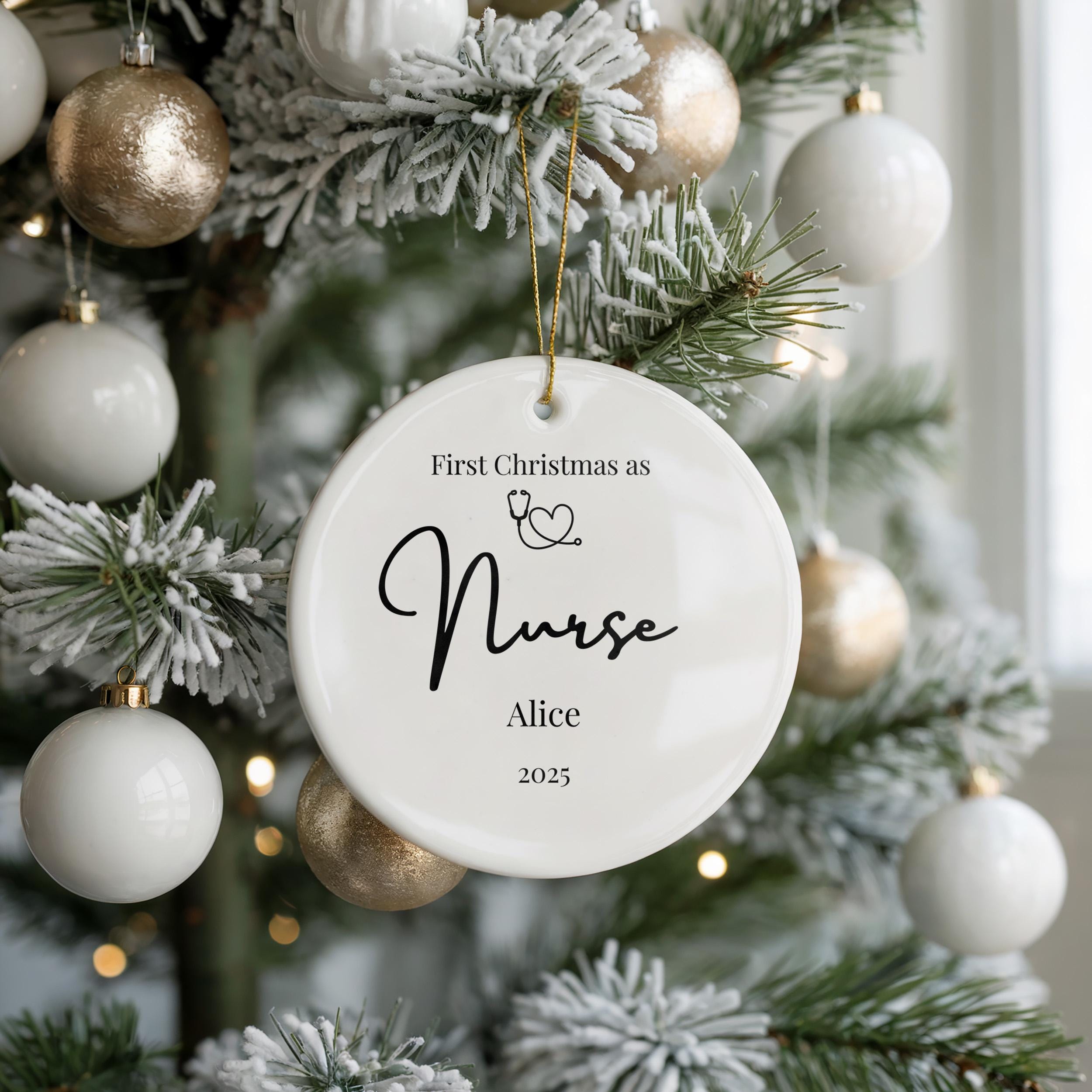 Personalized Nurse Ornament, RN Custom BNA Graduation Christmas Gift, Holiday Decoration Bauble