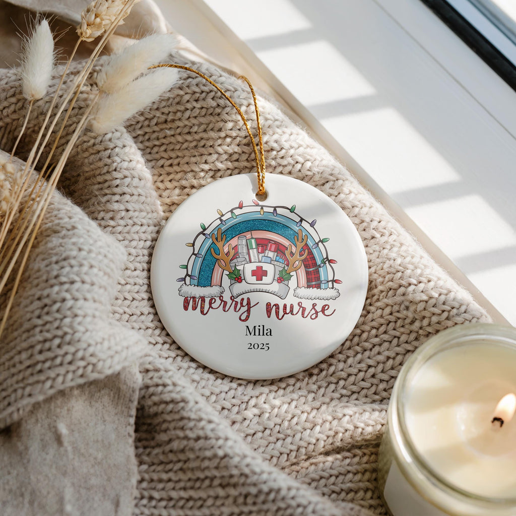 Personalized Nurse Ornament, Custom RN BNA Graduation Christmas Gift, Holiday Decoration Bauble
