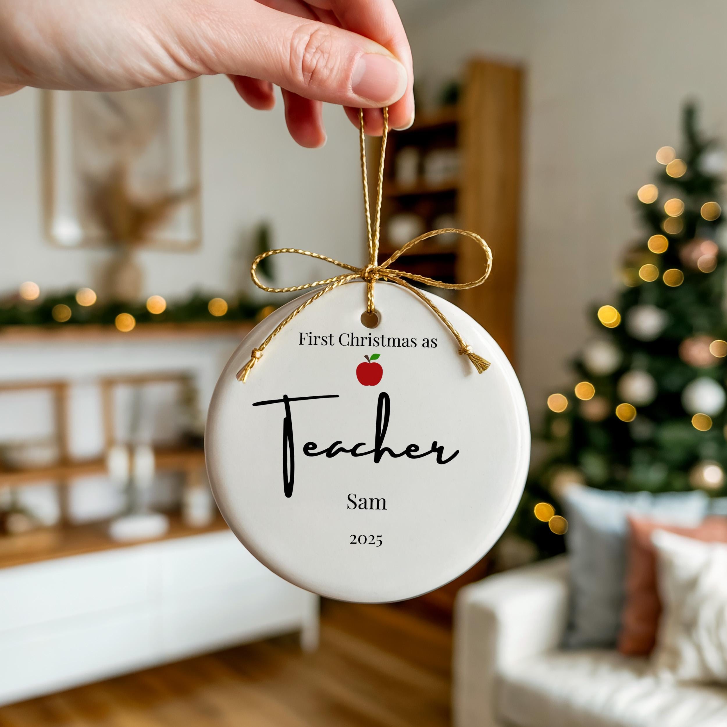 Personalized Teacher Ornament, Custom Graduation Christmas Gift, Holiday Decoration Bauble