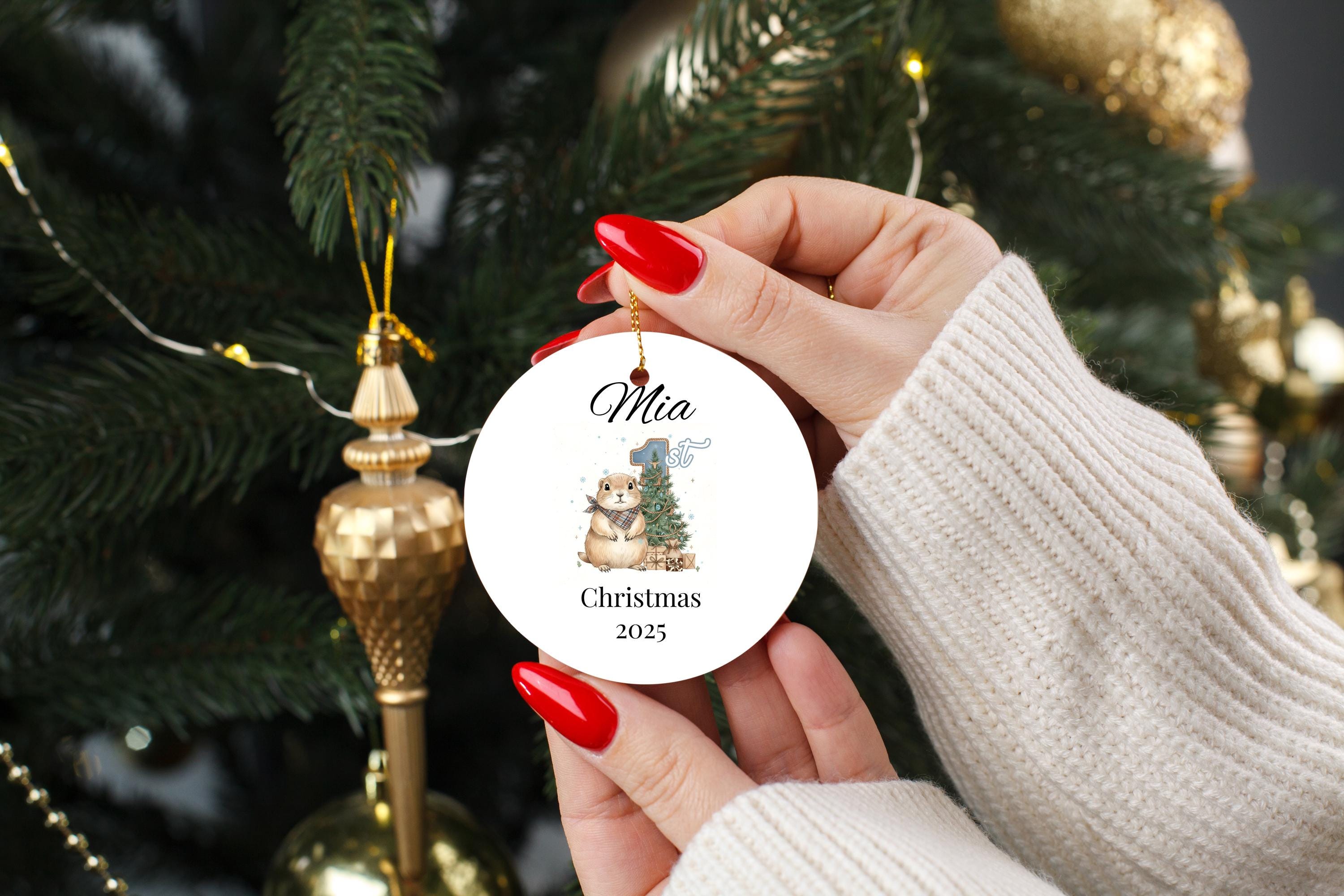 Baby’s First Christmas Ornament, Personalized Ceramic Bauble, Keepsake Gift