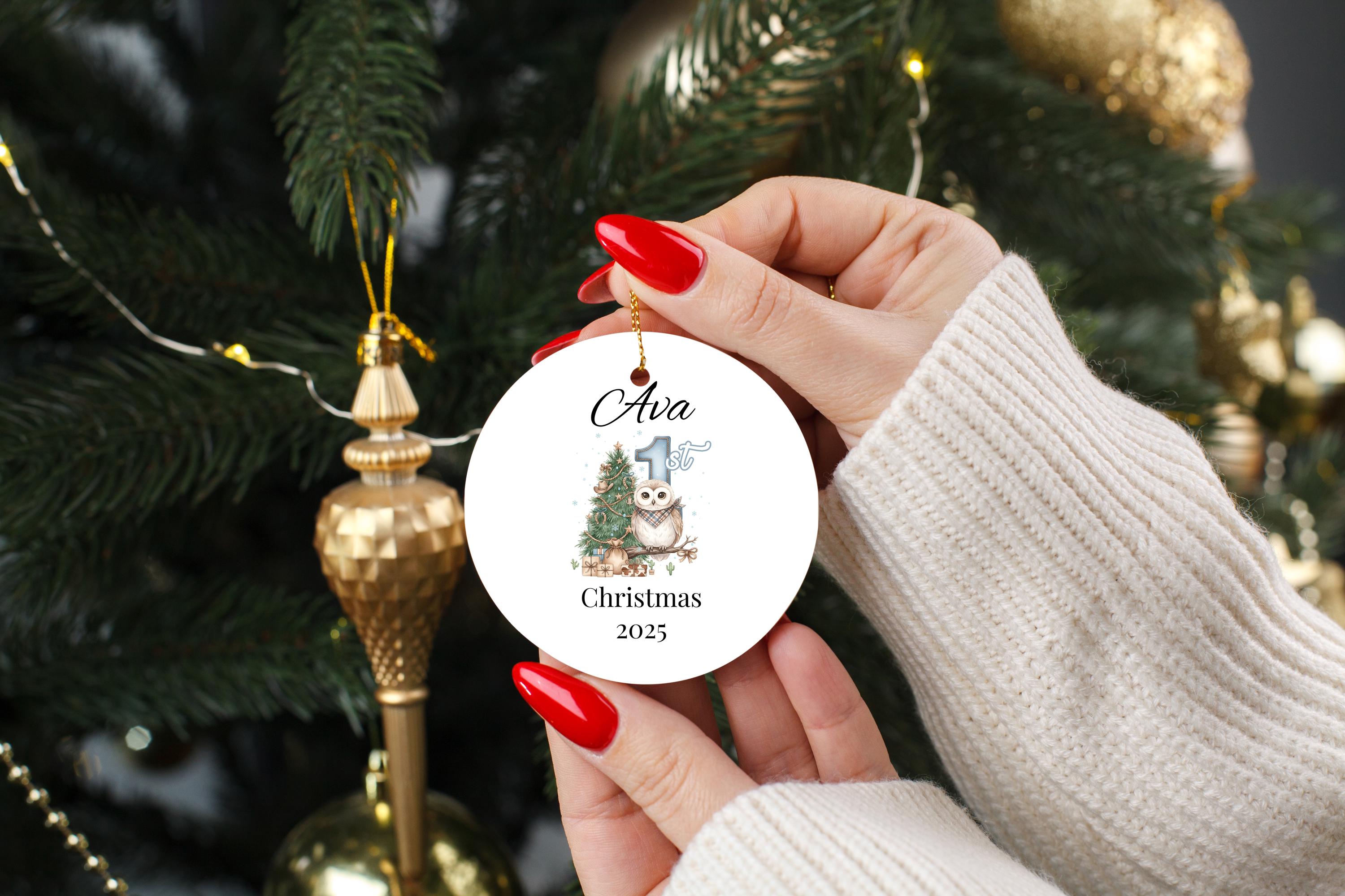 Baby First Christmas Ornament, Personalized Name Bauble, New Parents Christmas Gift