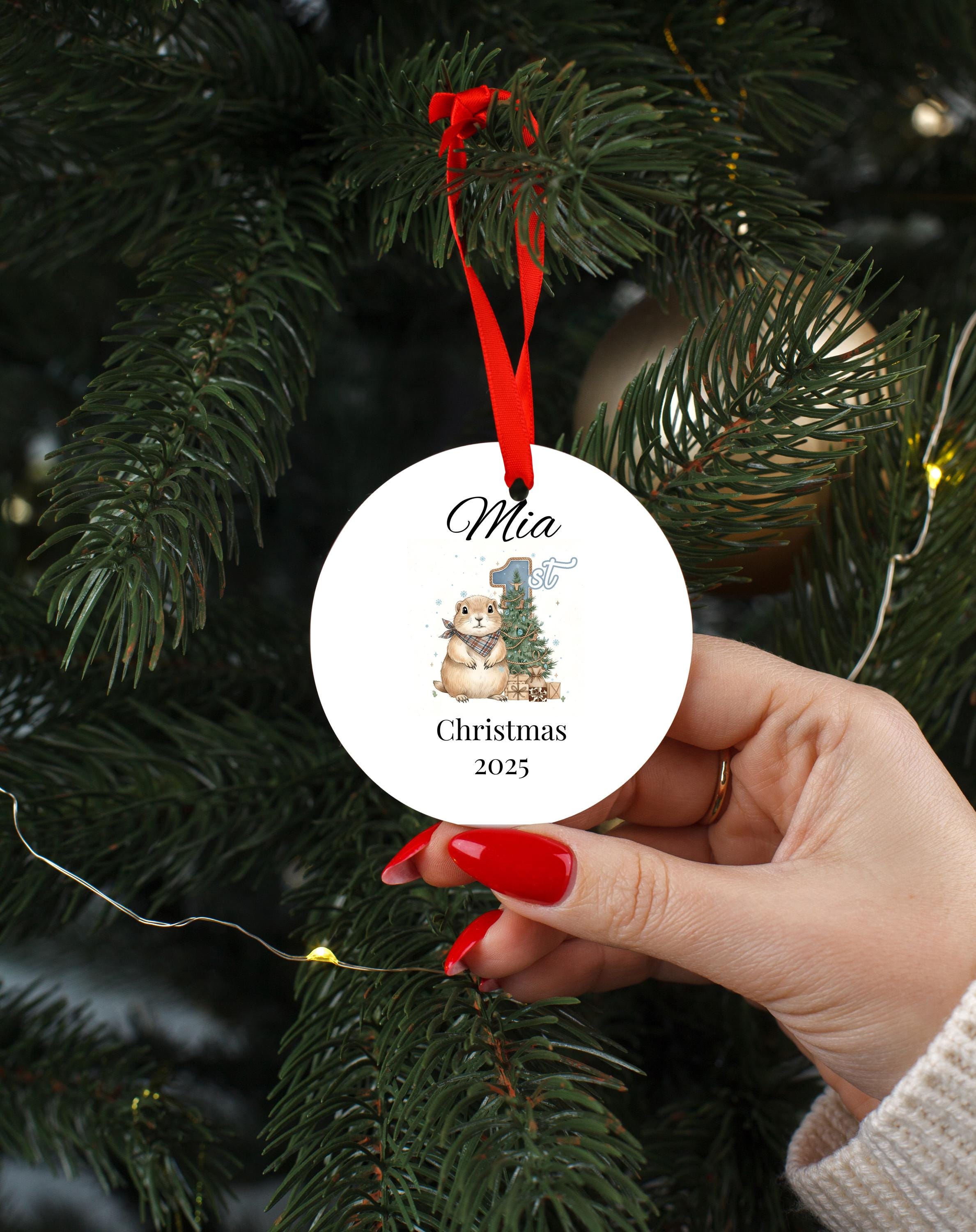 Baby’s First Christmas Ornament, Personalized Ceramic Bauble, Keepsake Gift