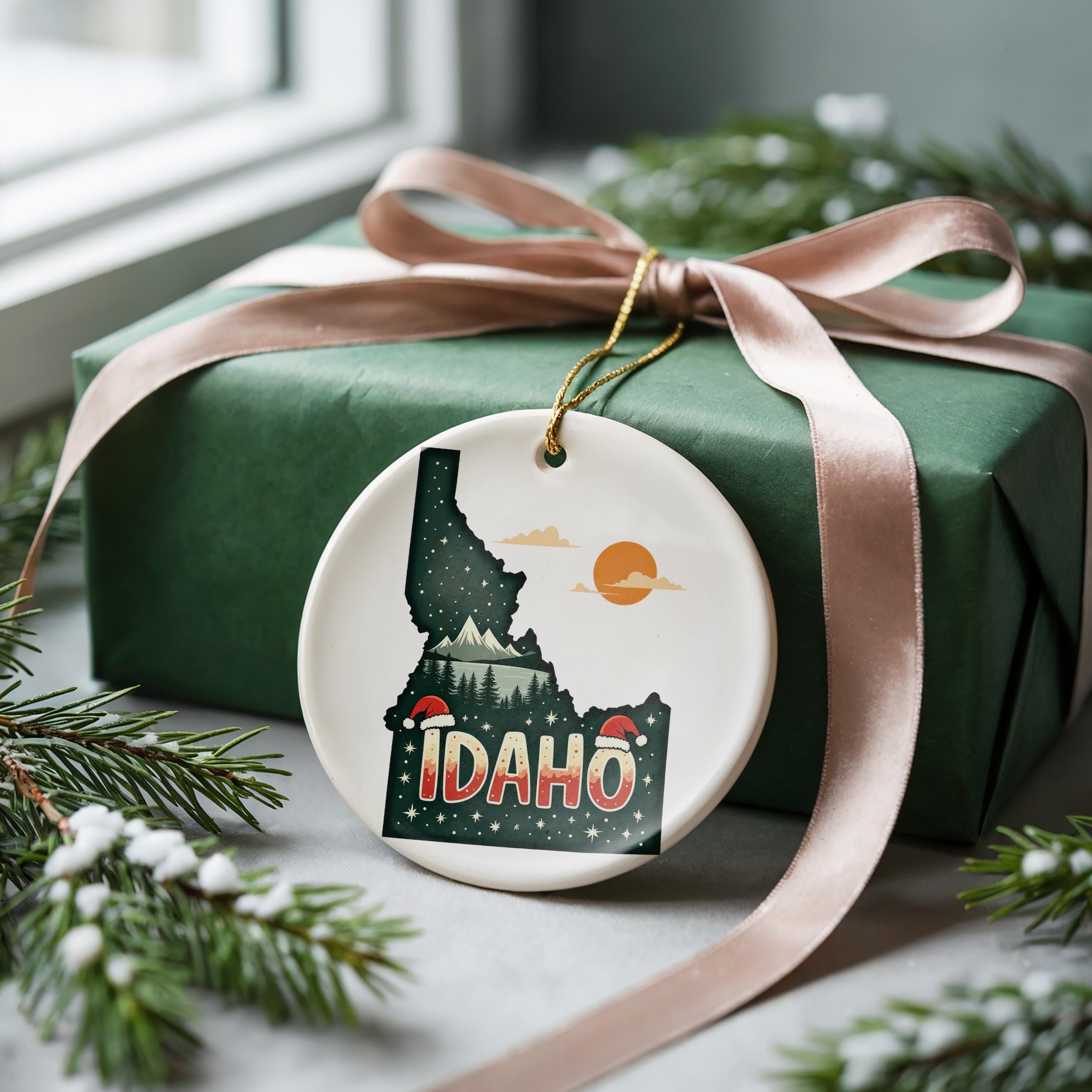 Idaho Ornament, Vintage Personalized Christmas Decor, Custom Holiday Gift Souvenir Travel Keepsake