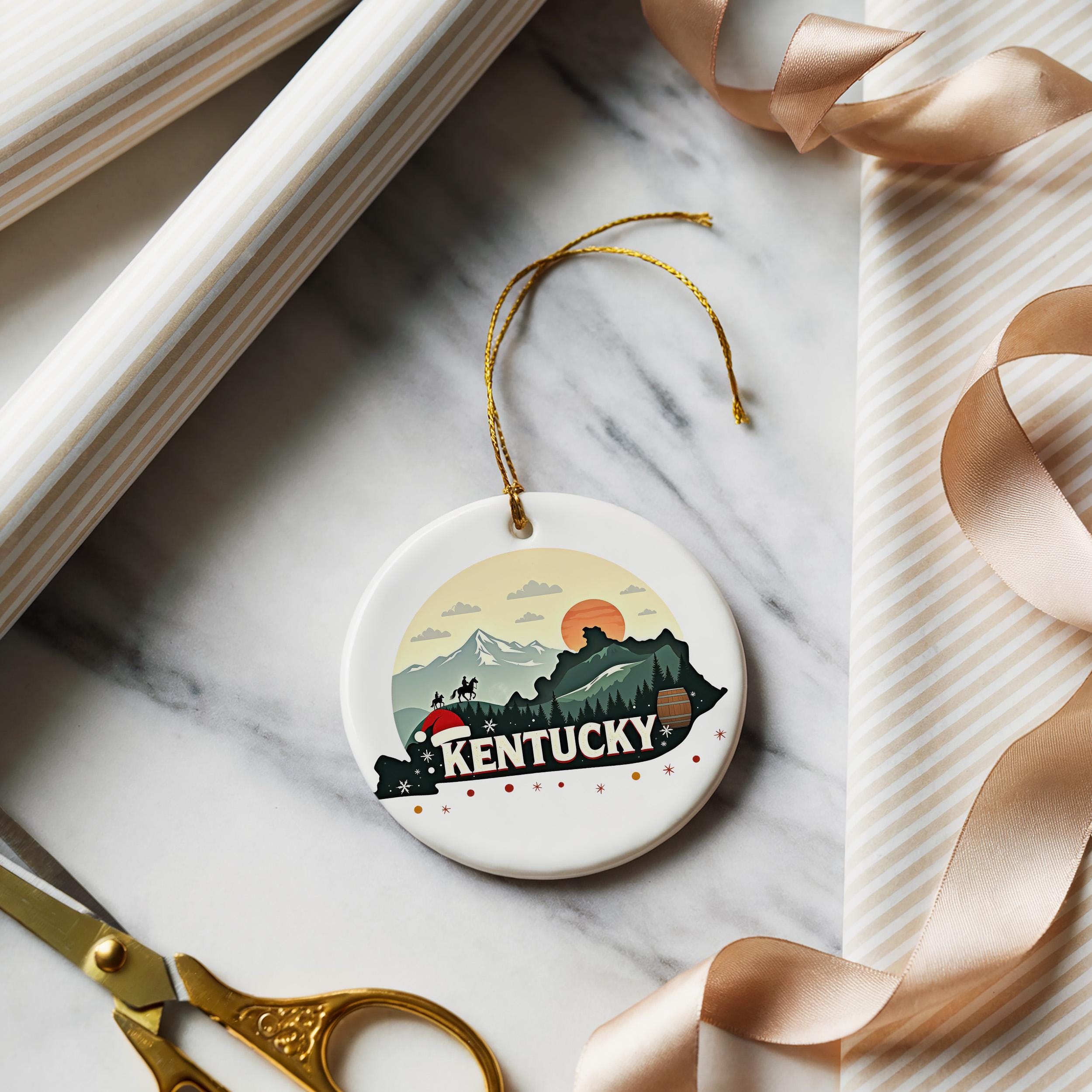 Kentucky Ornament, Vintage Personalized Christmas Decor, Custom Holiday Gift Souvenir Travel Keepsake