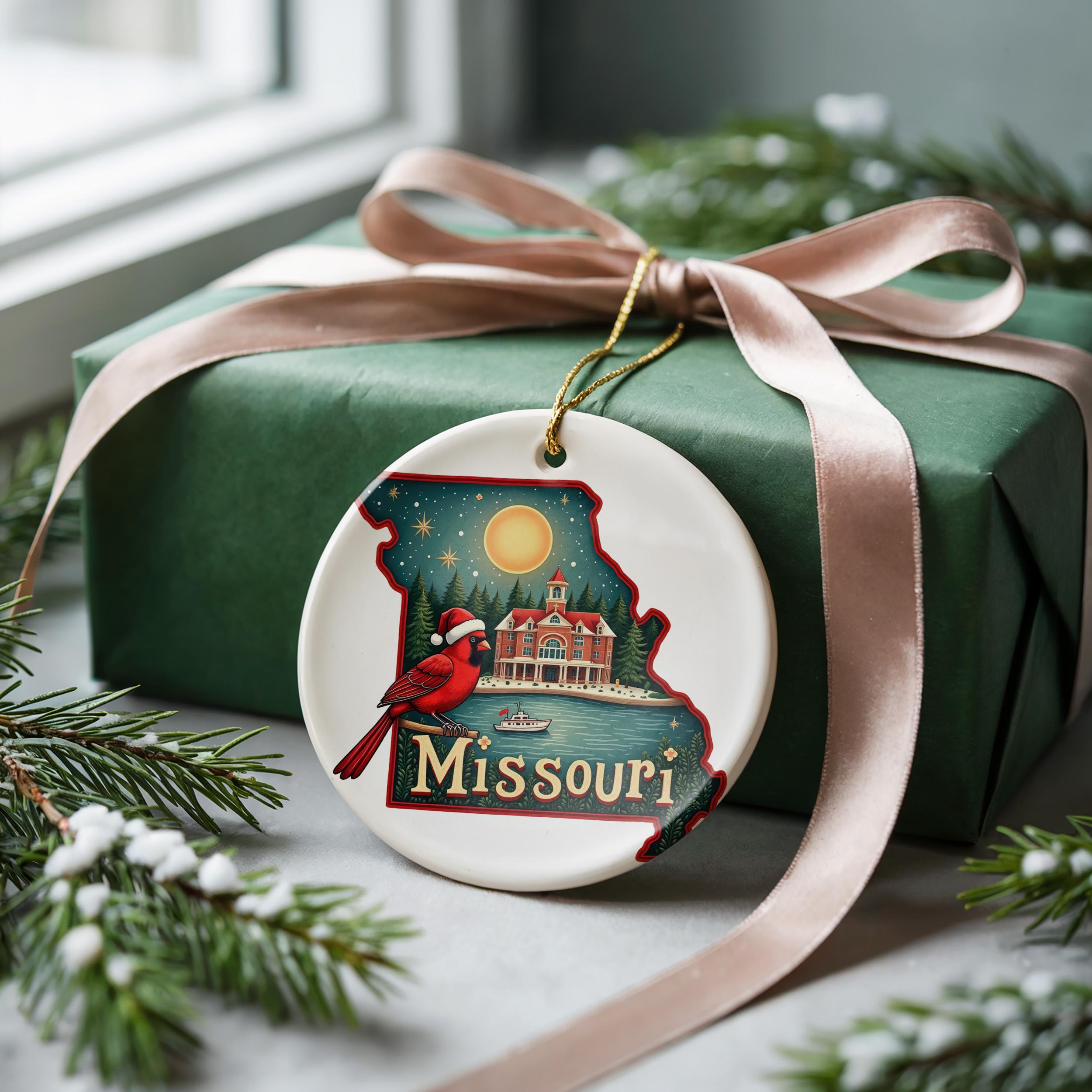 Missouri Ornament, Vintage Personalized Christmas Decor, Custom Holiday Gift Souvenir Travel Keepsake