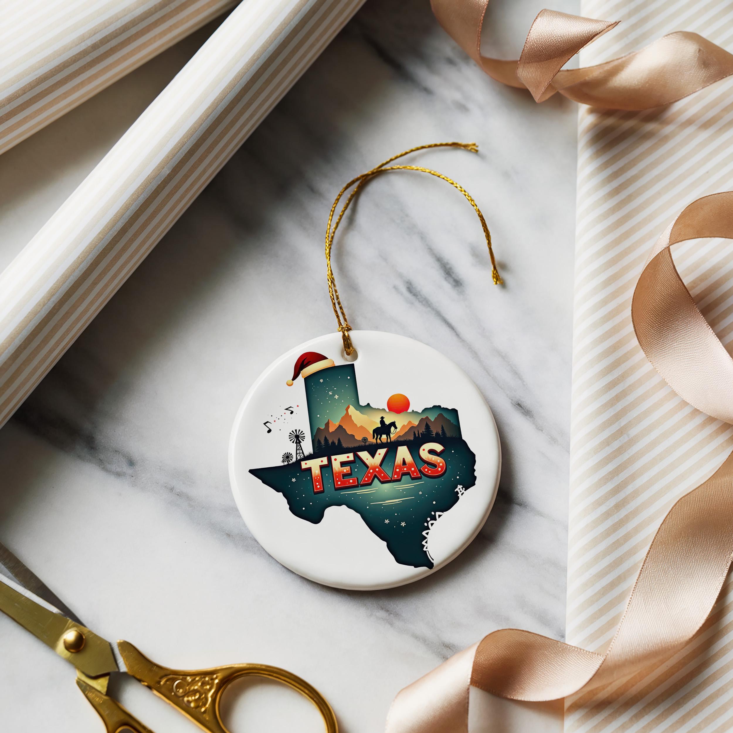 Texas Ornament, Vintage Personalized Christmas Decor, Custom Holiday Gift Souvenir Travel Keepsake