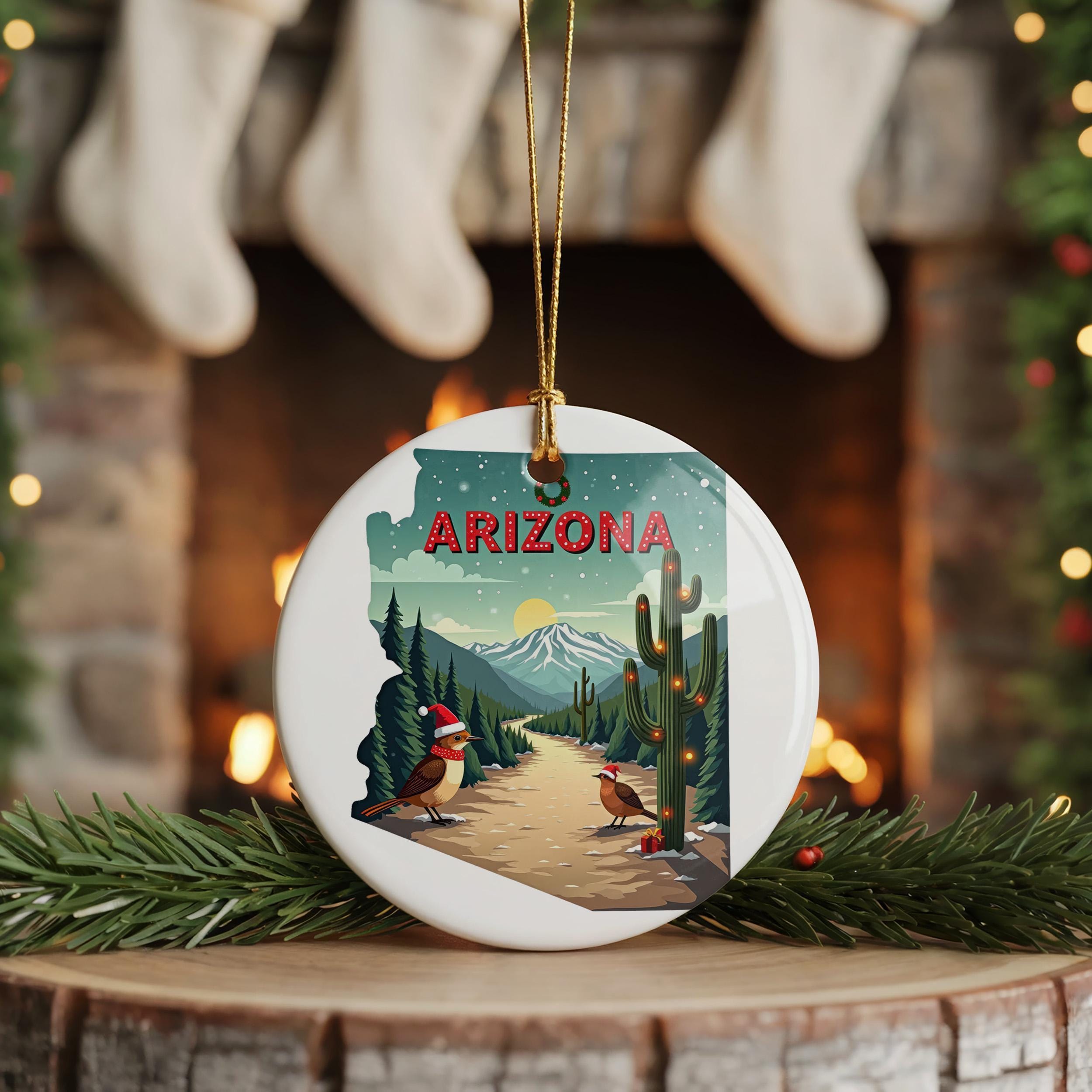 Arizona Ornament, Vintage Personalized Christmas Decor, Custom Holiday Gift Souvenir Travel Keepsake