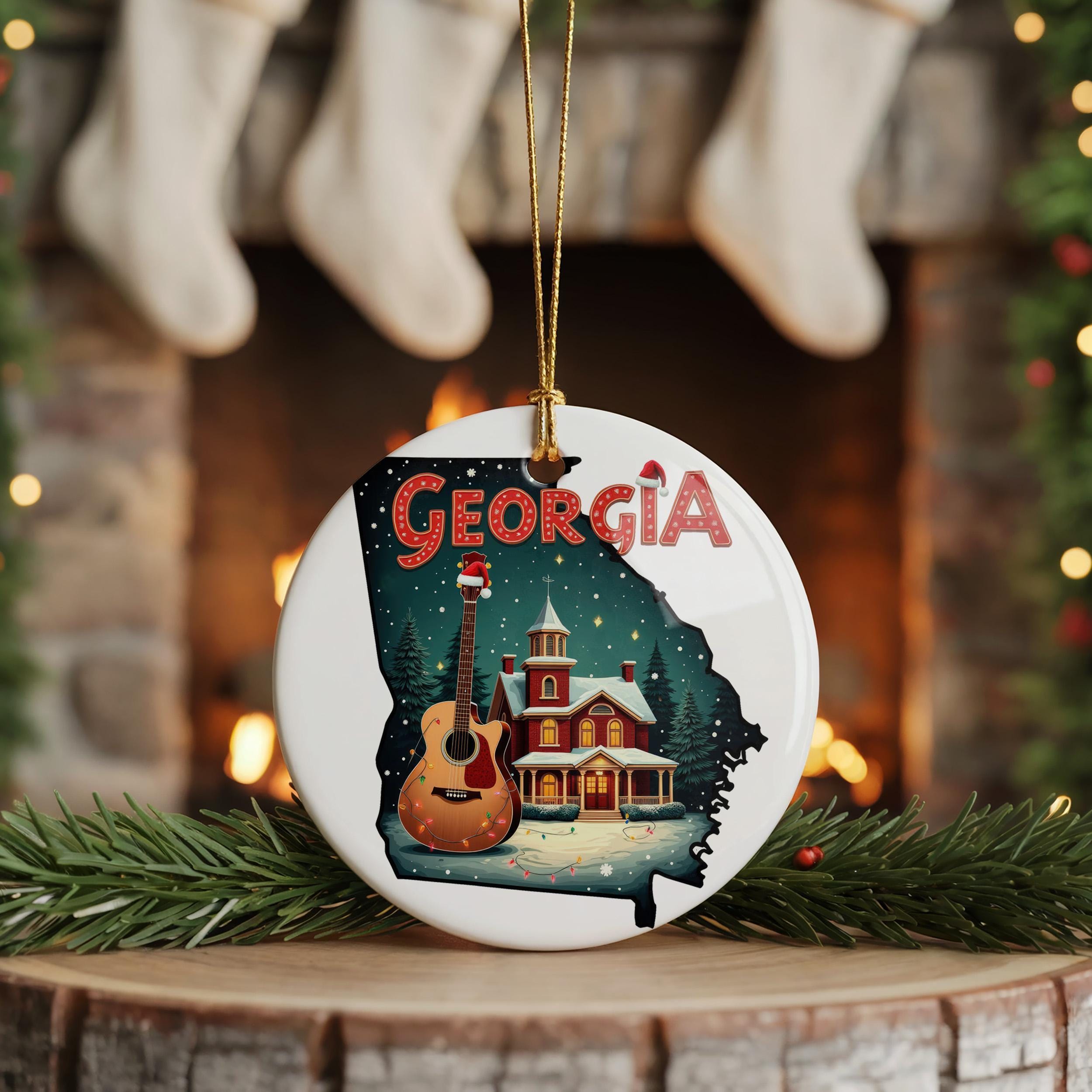 Georgia Ornament, Vintage Personalized Christmas Decor, Custom Holiday Gift Souvenir Travel Keepsake