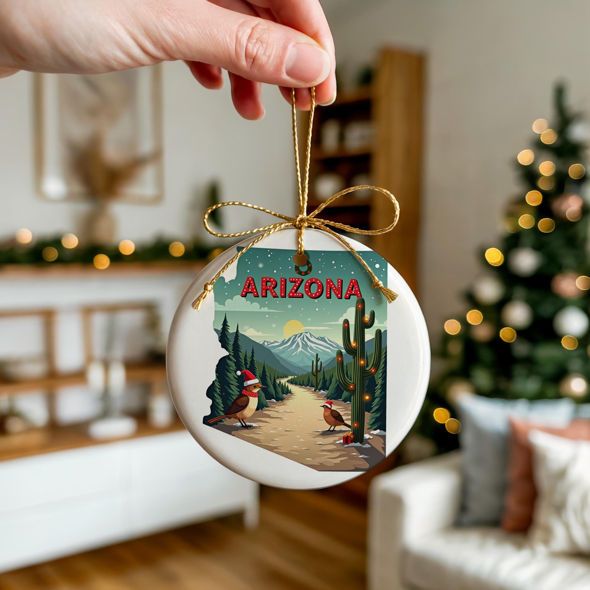 Arizona Ornament, Vintage Personalized Christmas Decor, Custom Holiday Gift Souvenir Travel Keepsake