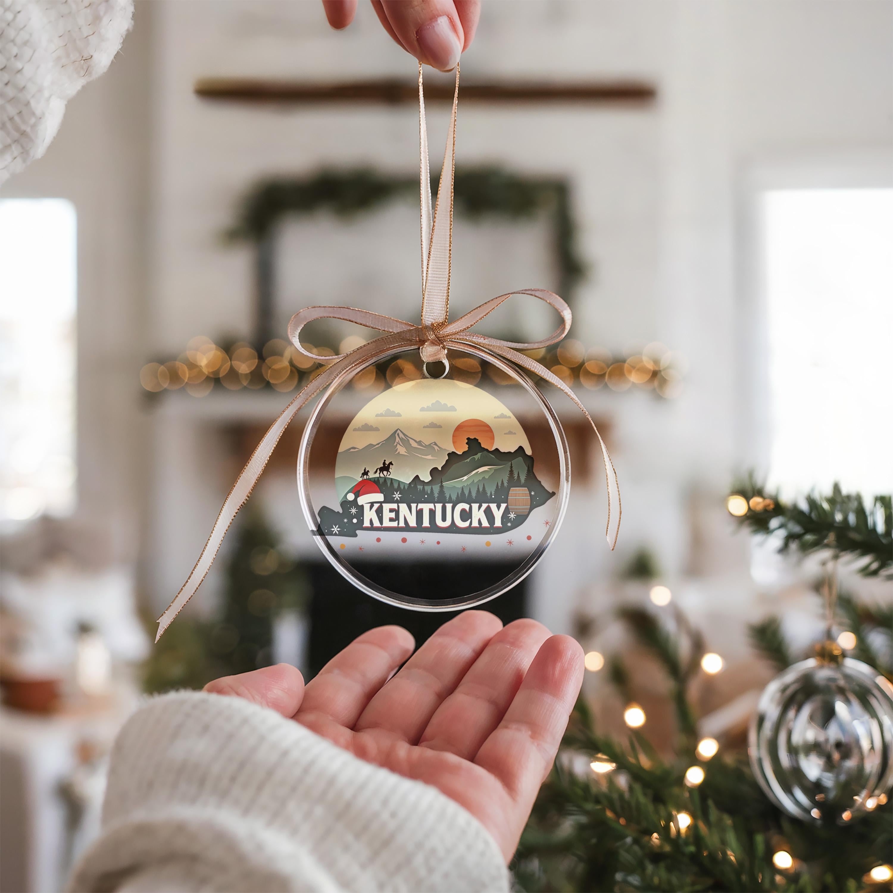 Kentucky Ornament, Vintage Personalized Christmas Decor, Custom Holiday Gift Souvenir Travel Keepsake