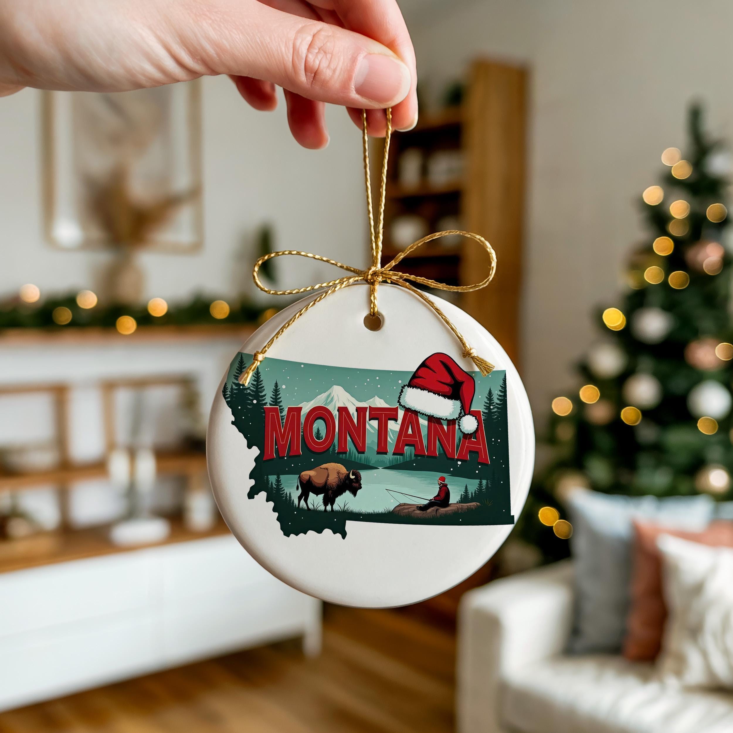 Montana Ornament, Vintage Personalized Christmas Decor, Custom Holiday Gift Souvenir Travel Keepsake