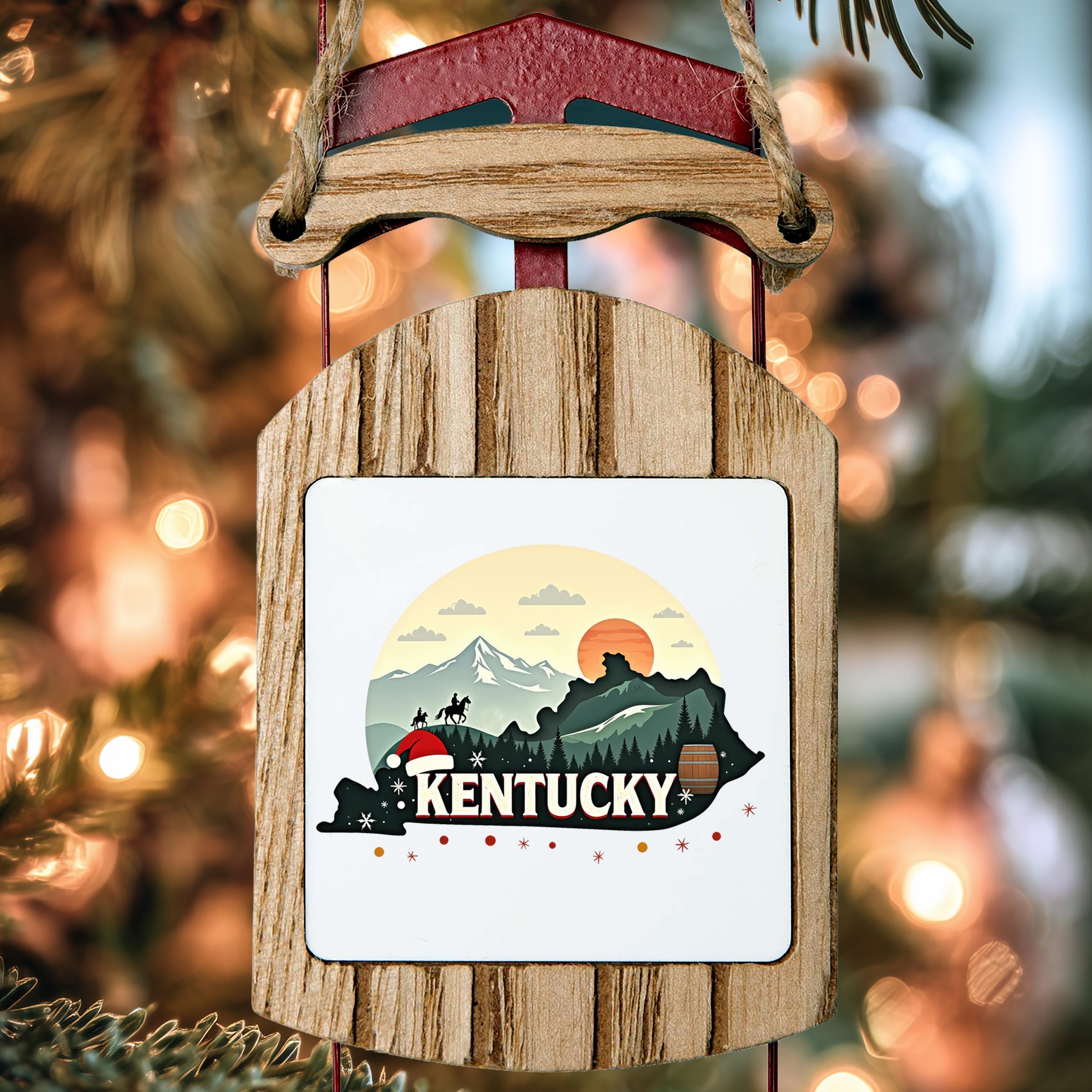 Kentucky Ornament, Vintage Personalized Christmas Decor, Custom Holiday Gift Souvenir Travel Keepsake