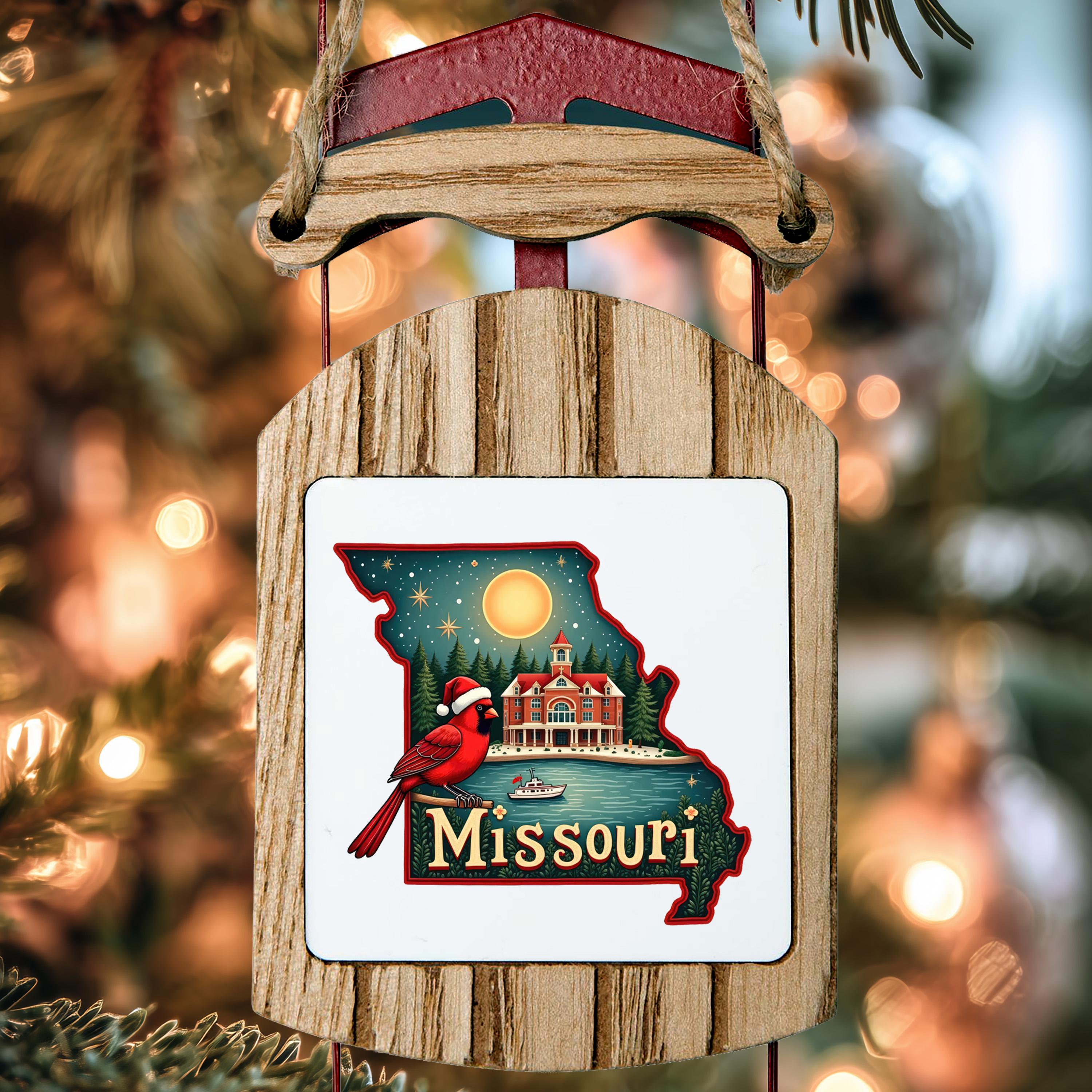 Missouri Ornament, Vintage Personalized Christmas Decor, Custom Holiday Gift Souvenir Travel Keepsake