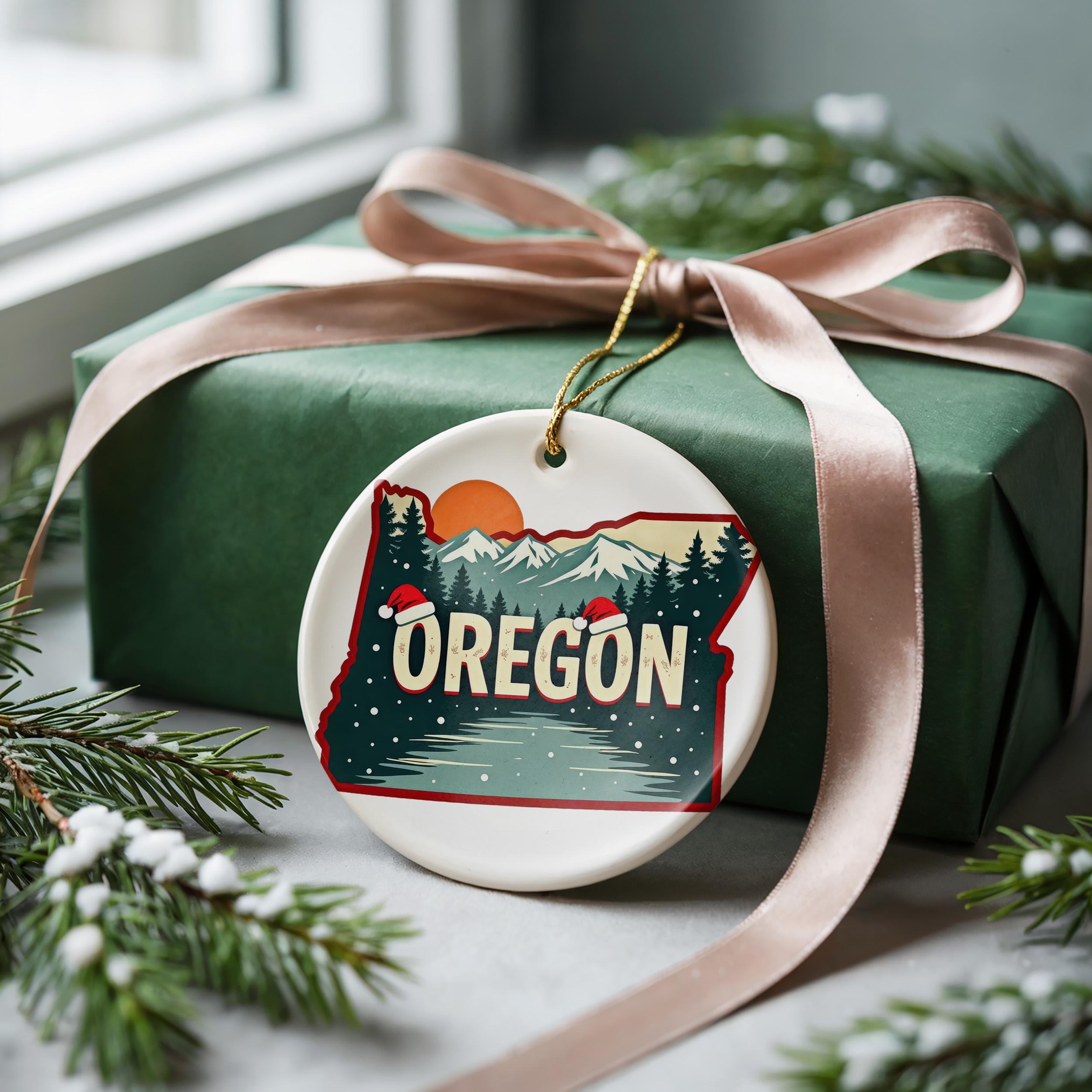 Oregon Ornament, Vintage Personalized Christmas Decor, Custom Holiday Gift Souvenir Travel Keepsake