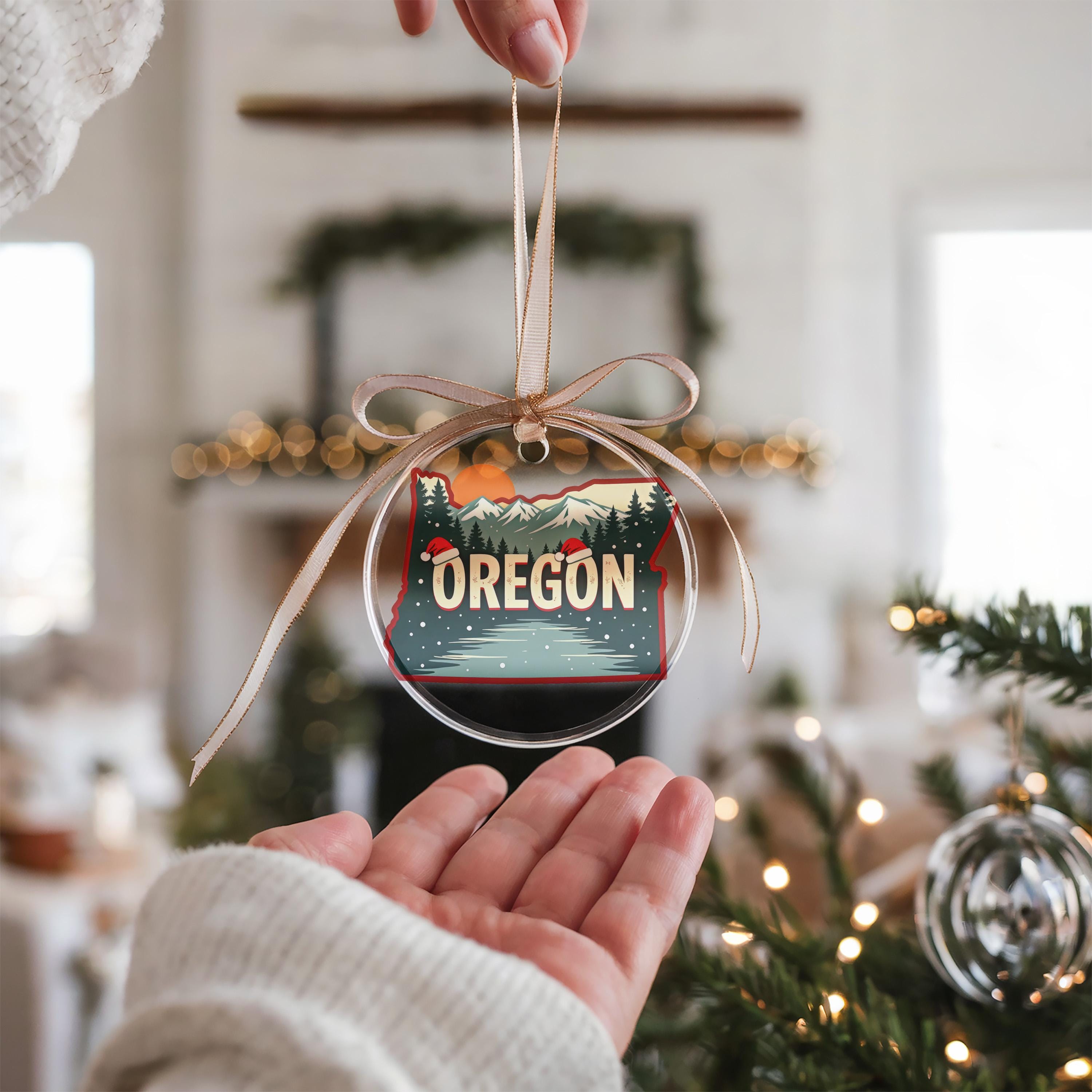 Oregon Ornament, Vintage Personalized Christmas Decor, Custom Holiday Gift Souvenir Travel Keepsake