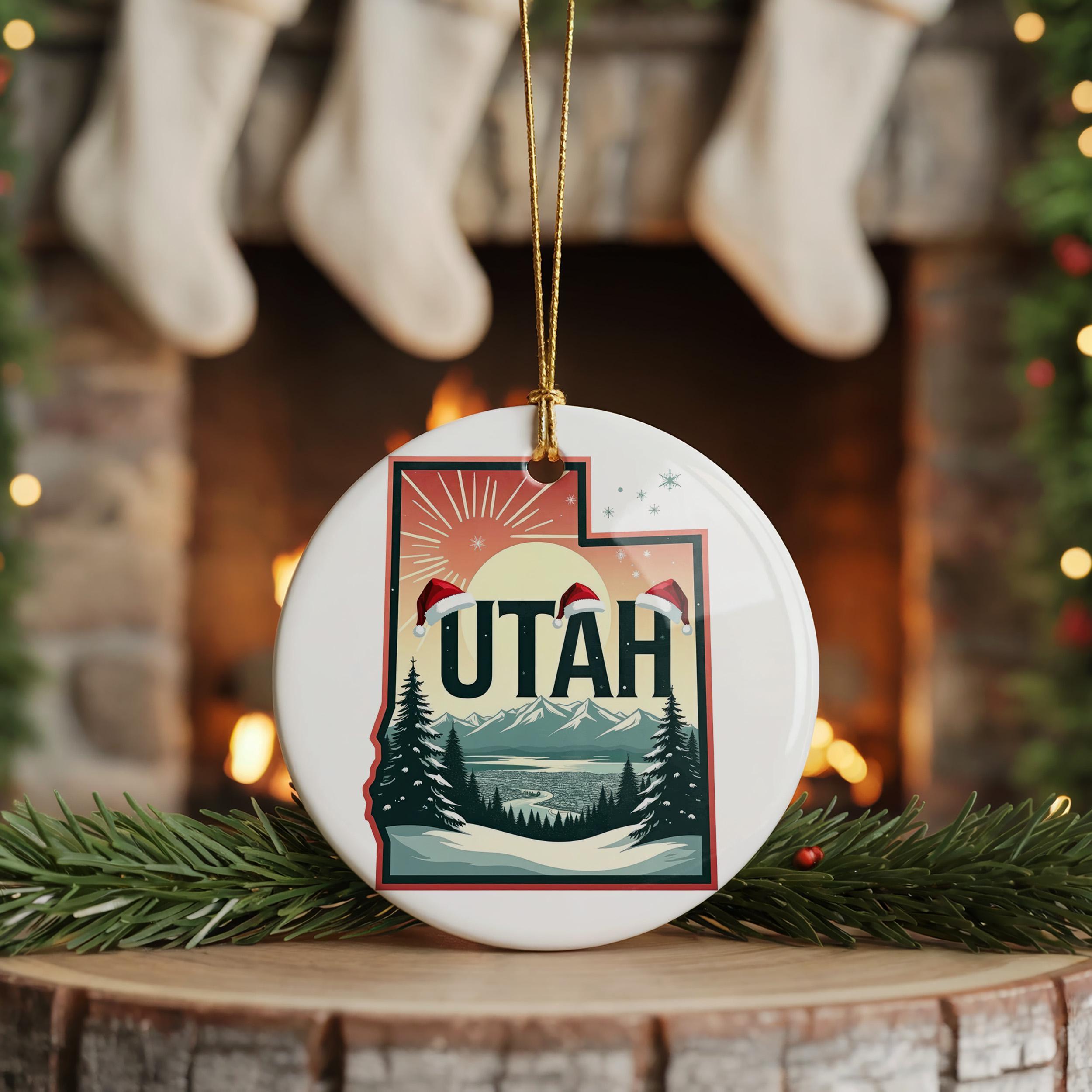 Utah Ornament, Vintage Personalized Christmas Decor, Custom Holiday Gift Souvenir Travel Keepsake