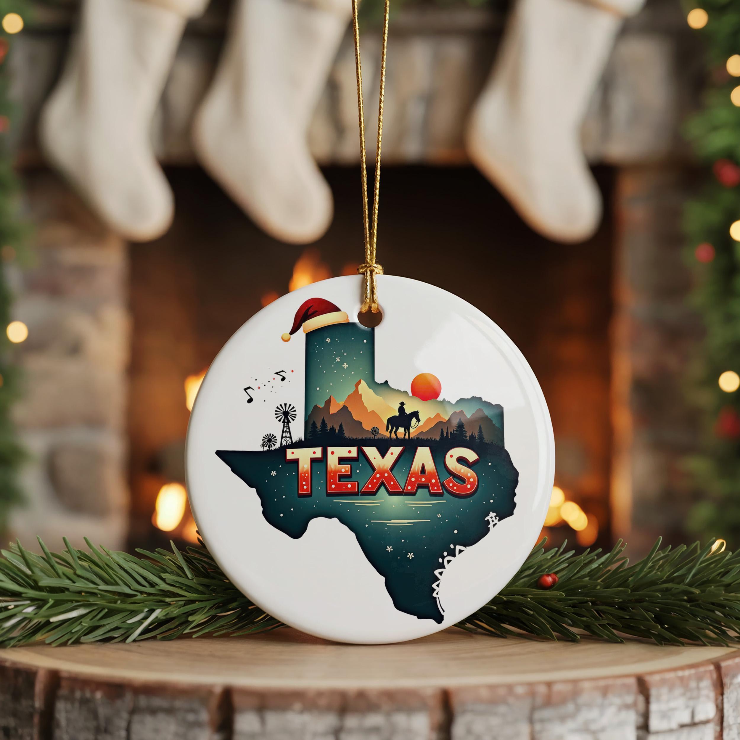 Texas Ornament, Vintage Personalized Christmas Decor, Custom Holiday Gift Souvenir Travel Keepsake