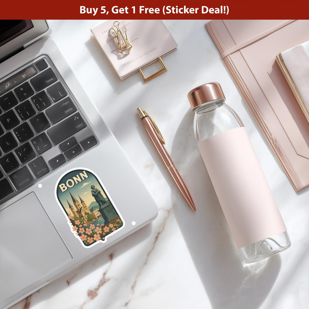 Bonn Sticker Germany, Vintage City Vinyl Decal, Retro Travel Lover Collection, Journal Scrapbook