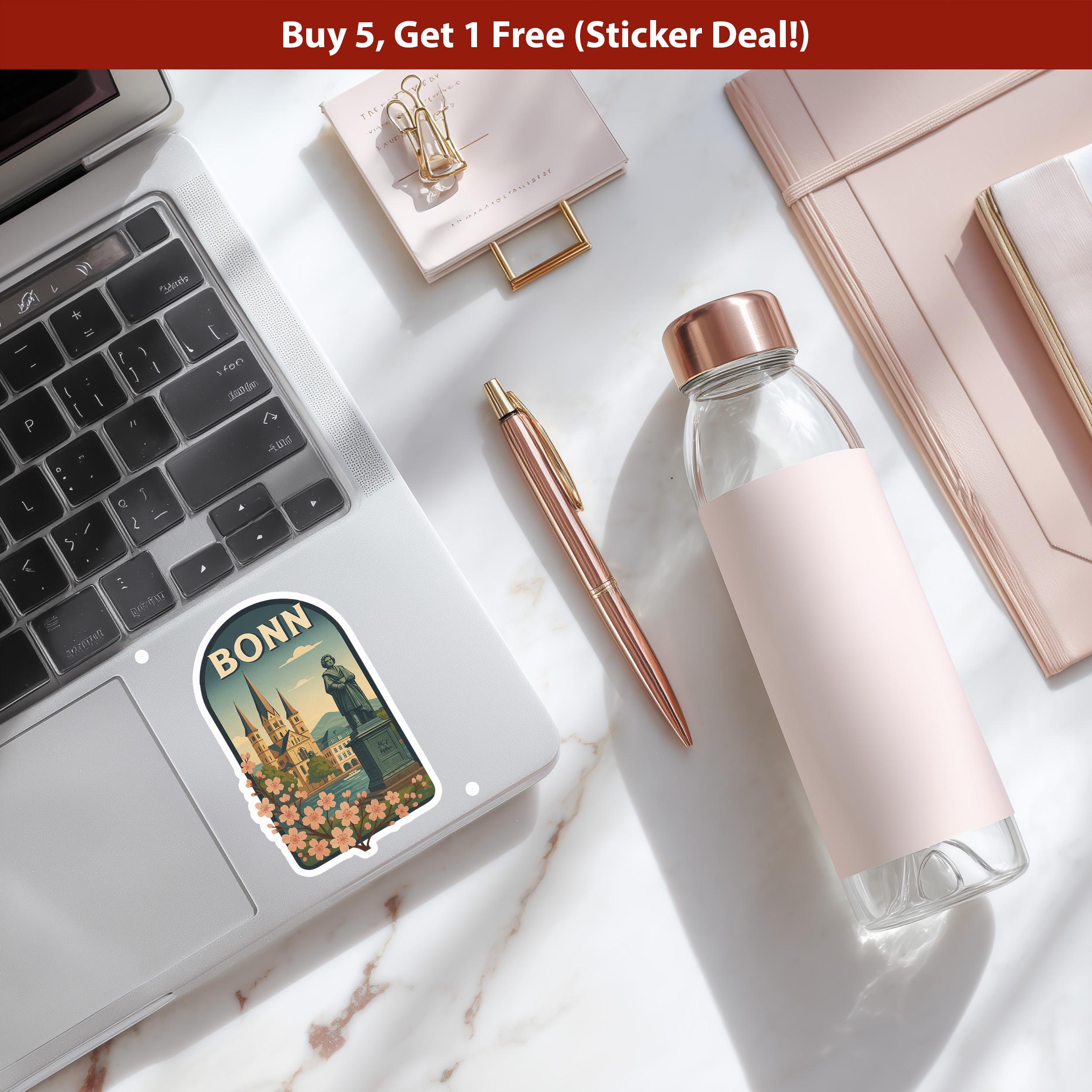 Bonn Sticker Germany, Vintage City Vinyl Decal, Retro Travel Lover Collection, Journal Scrapbook