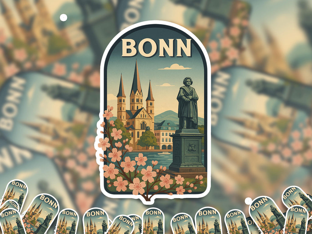 Bonn Sticker Germany, Vintage City Vinyl Decal, Retro Travel Lover Collection, Journal Scrapbook