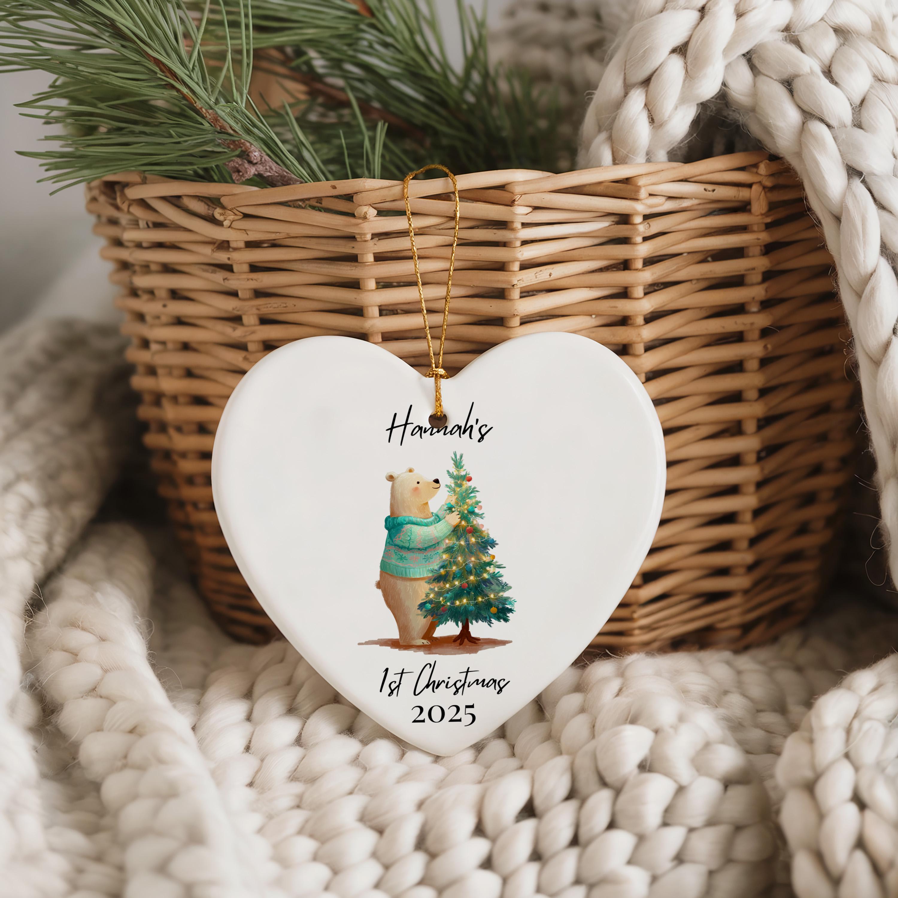 Baby's First Christmas Decoration, Cute Personalized Name Ornament 1st Xmas, Custom Bauble Keepsake