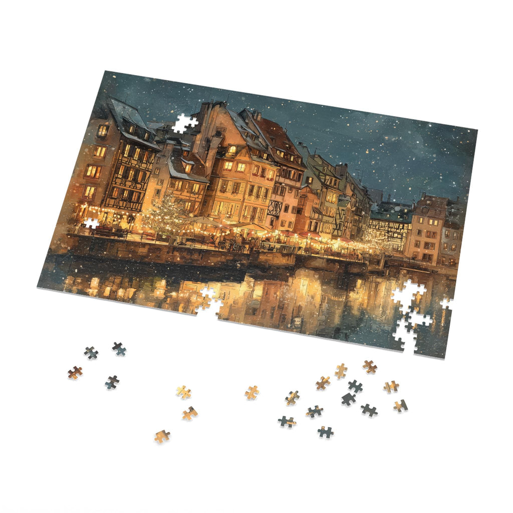 Strasbourg France Christmas Puzzle, Personalized Gift Festive Market, Travel Keepsake, Family Holiday Souvenir