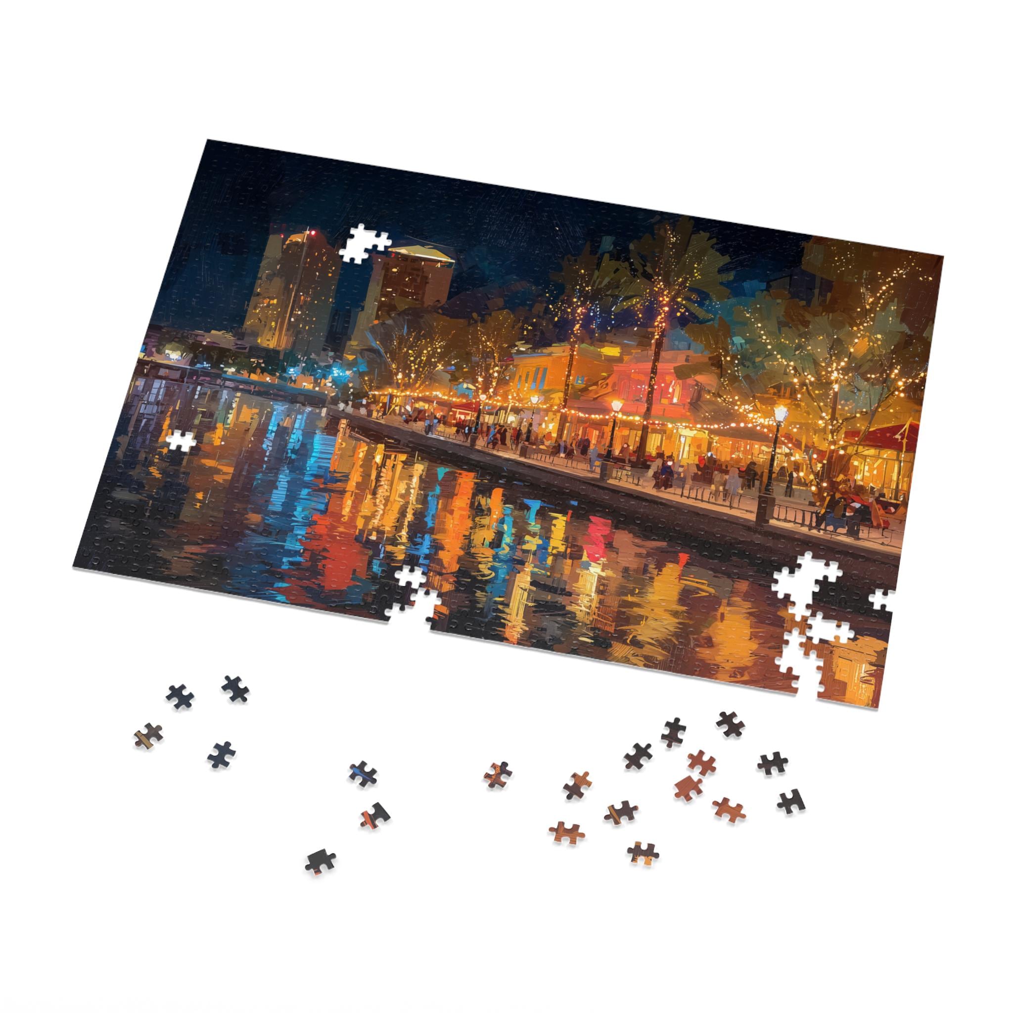 Tampa Florida Christmas Puzzle, Personalized Gift Festive Market, Travel Keepsake, Family Holiday Souvenir