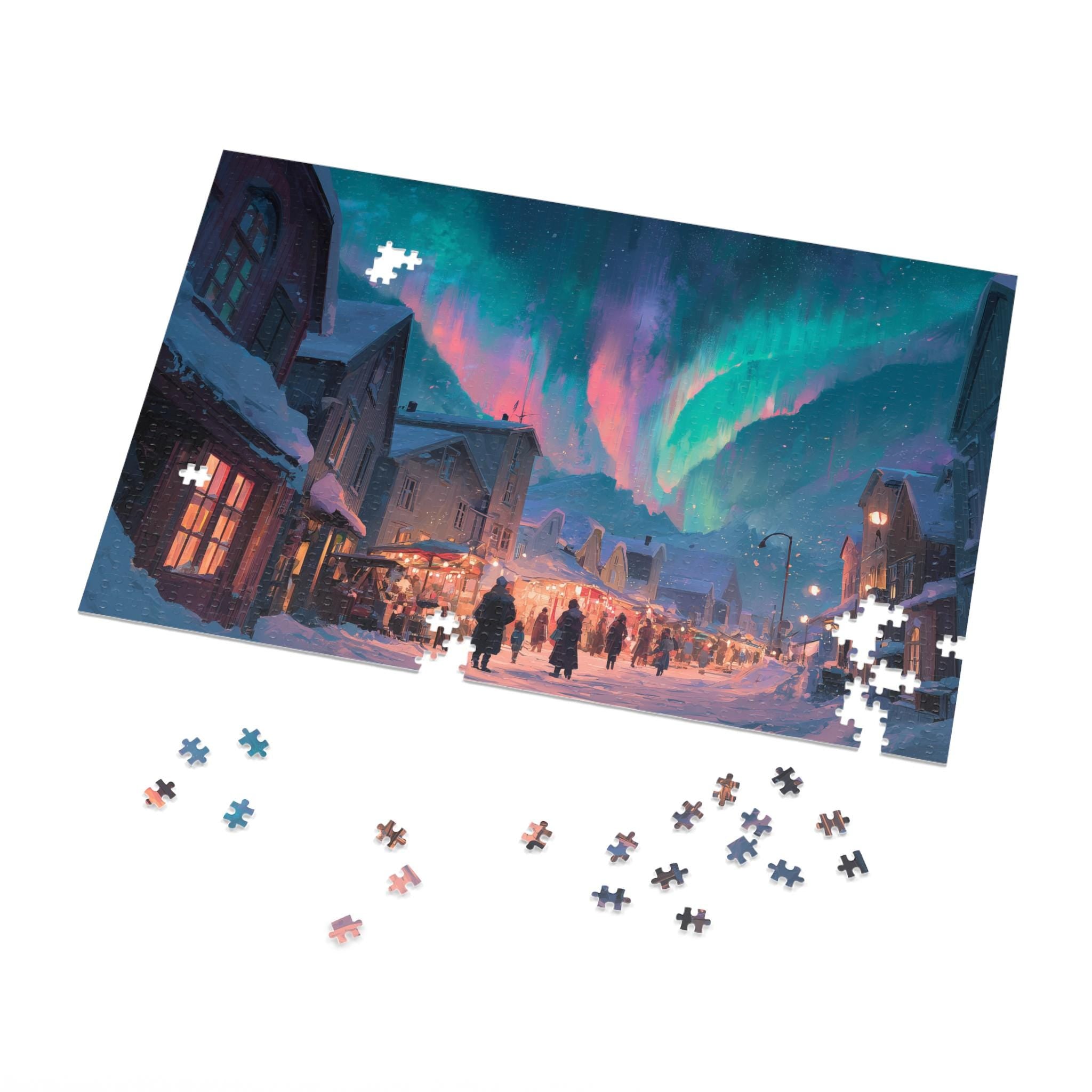 Tromso Norway Christmas Puzzle, Personalized Gift Festive Market, Travel Keepsake, Family Holiday Souvenir