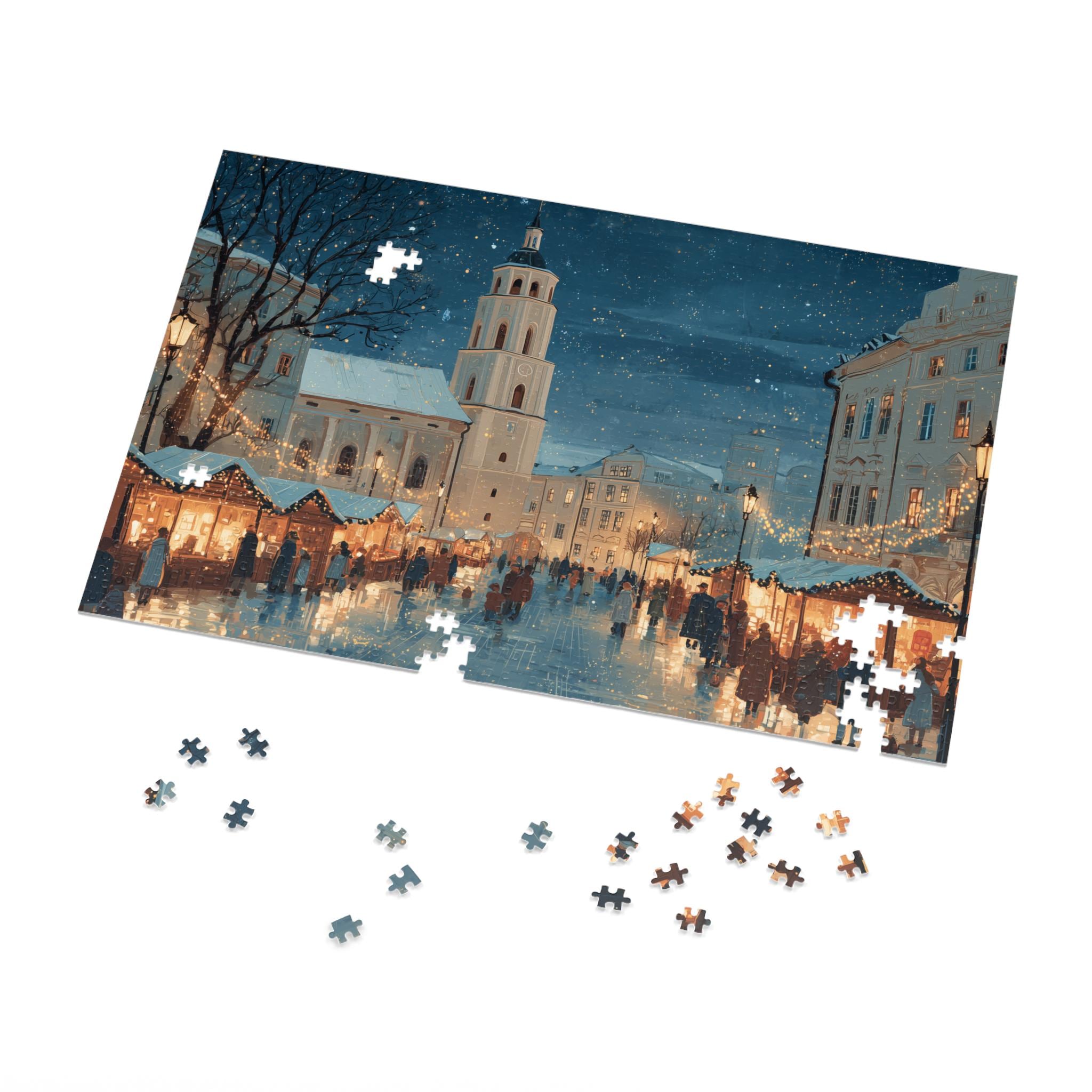 Vilnius Lithuania Christmas Puzzle, Personalized Gift Festive Market, Travel Keepsake, Family Holiday Souvenir