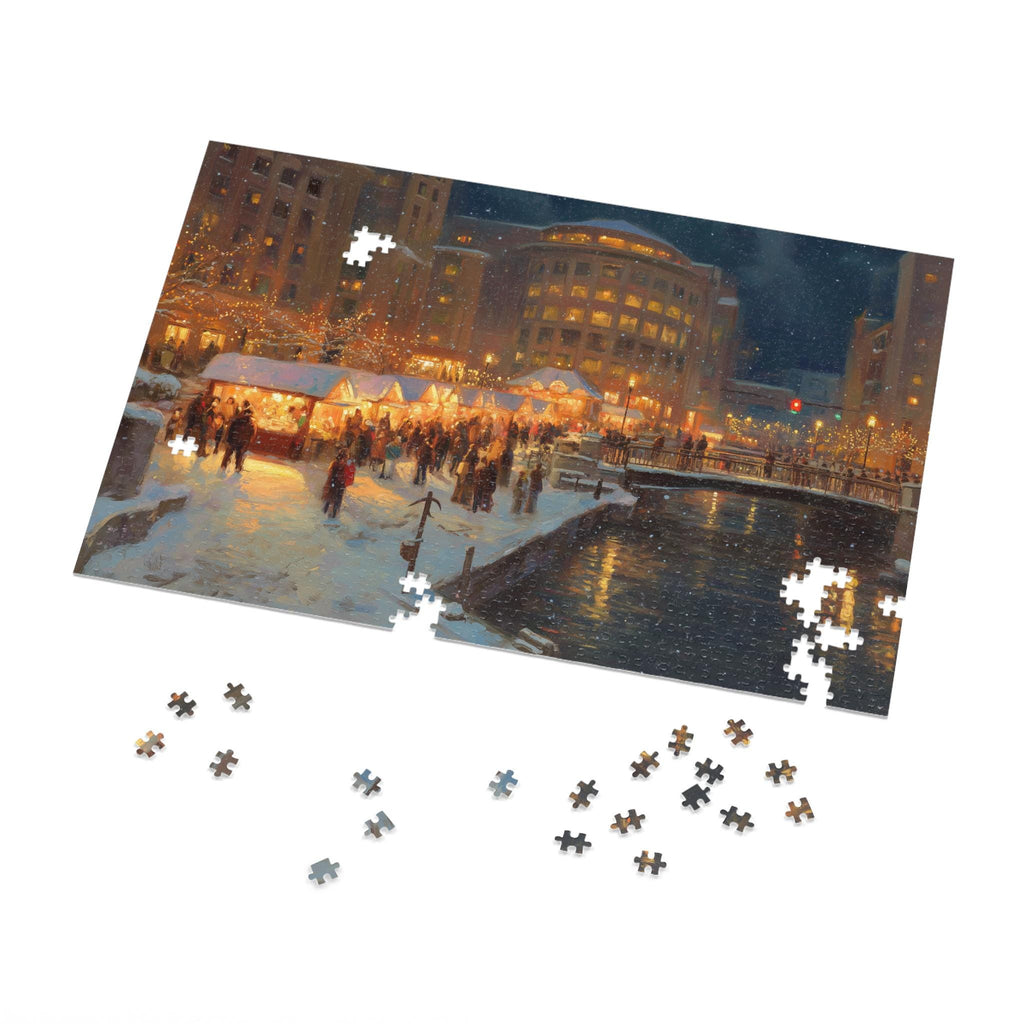 Providence Rhode Island Christmas Puzzle, Personalized Gift Festive Market, Travel Keepsake, Family Holiday Souvenir