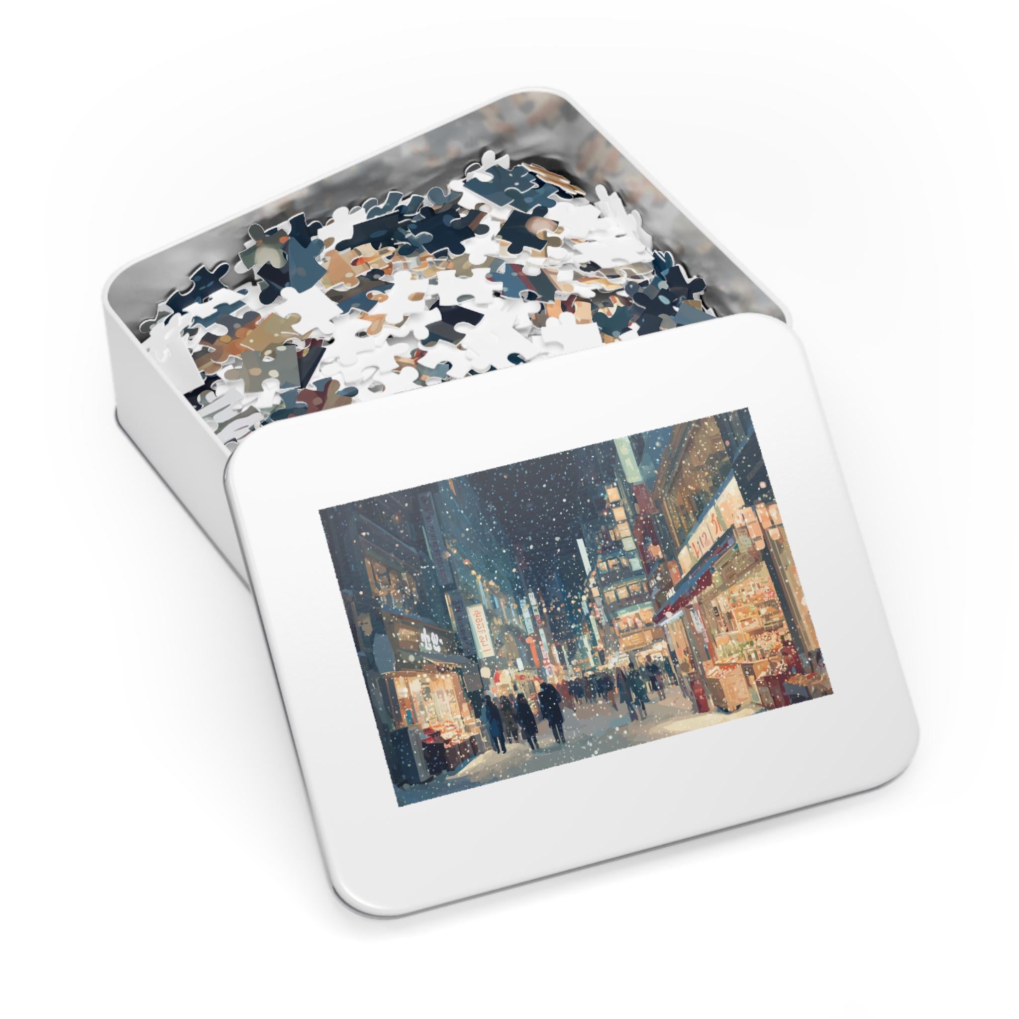 Seoul Korea Christmas Puzzle, Personalized Gift Festive Market, Travel Keepsake, Family Holiday Souvenir