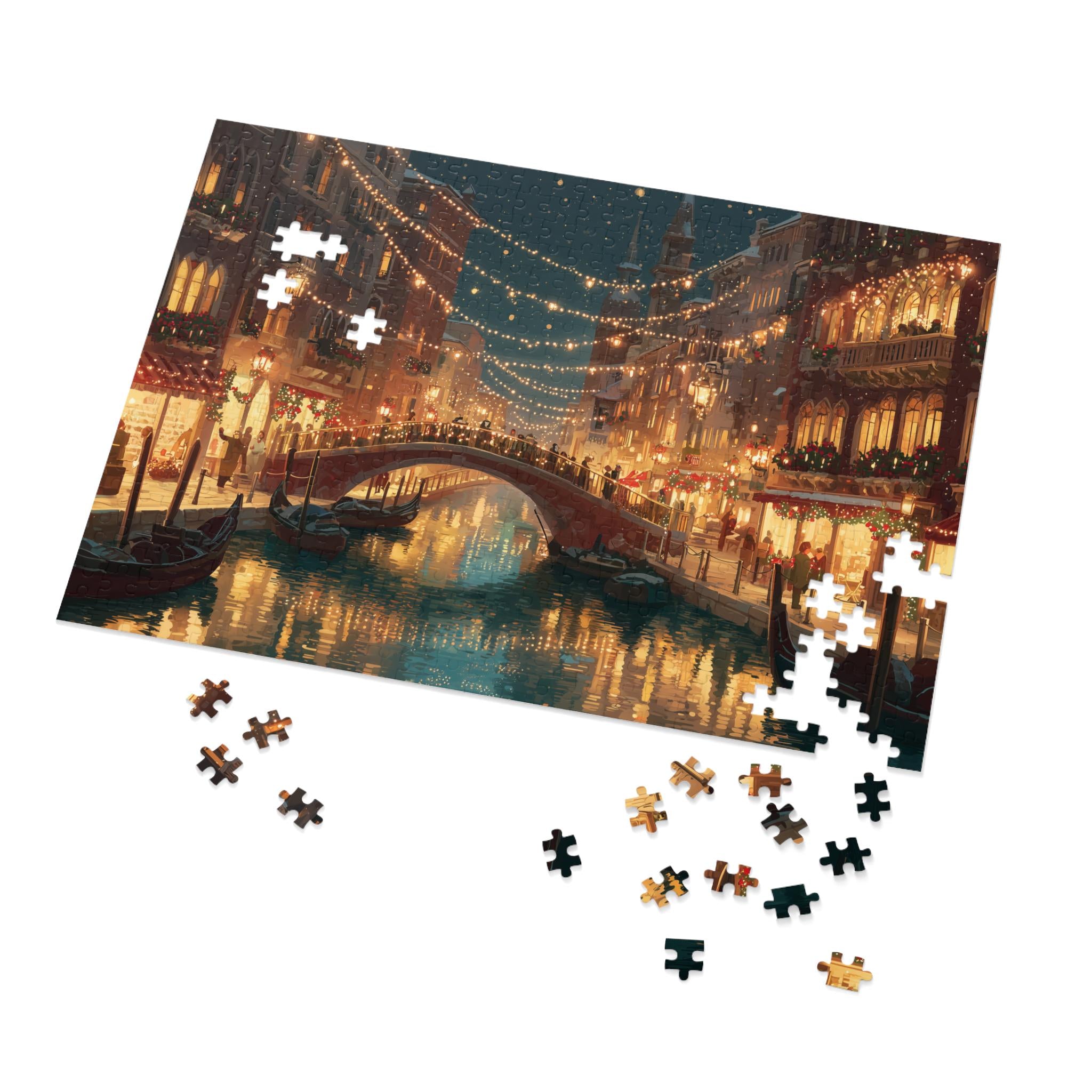 Venice Italy Christmas Puzzle, Personalized Gift Festive Market, Travel Keepsake, Family Holiday Souvenir