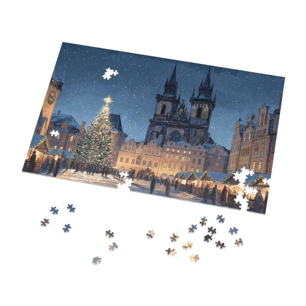 Prague Czech Republic Christmas Puzzle, Personalized Gift Festive Market, Travel Keepsake, Family Holiday Souvenir