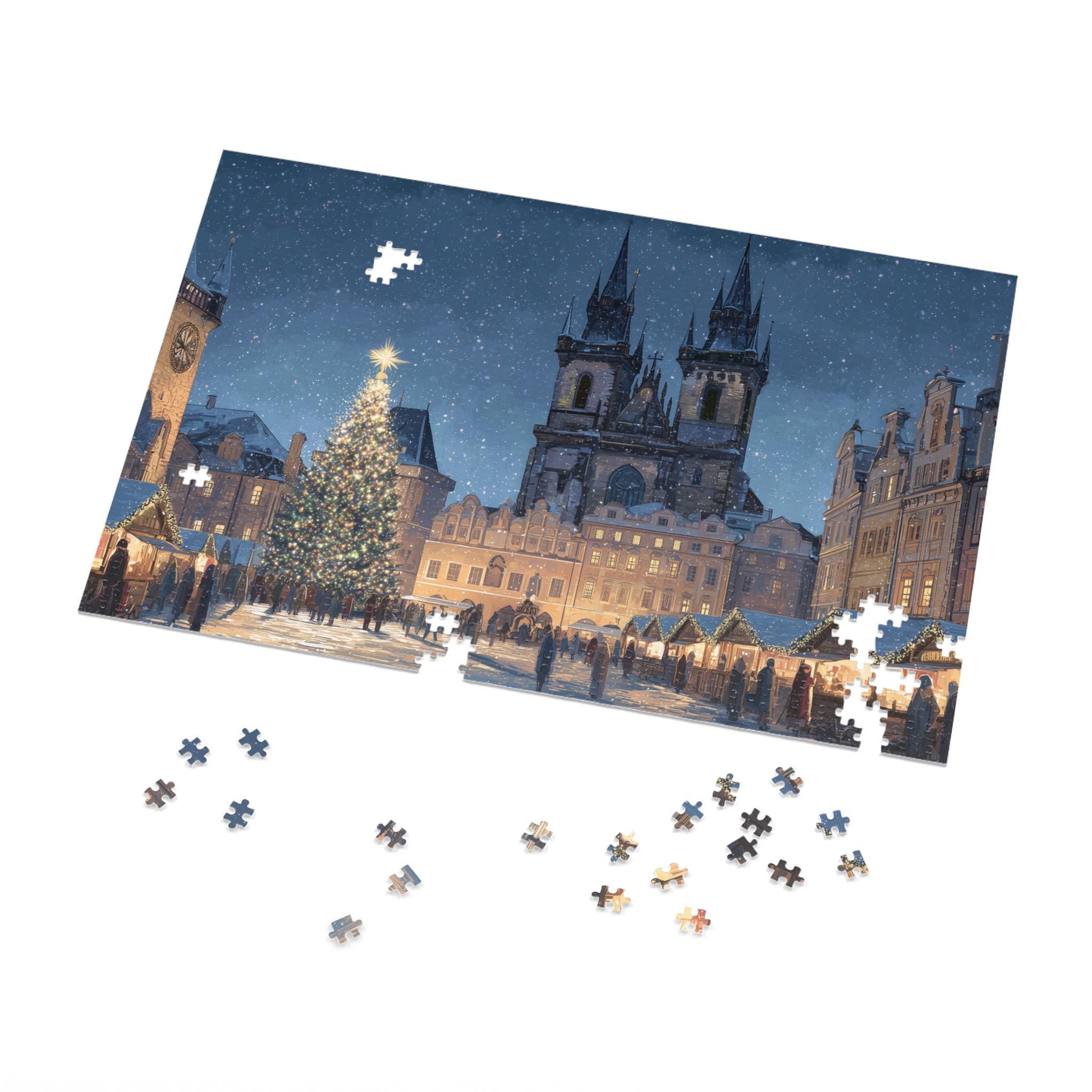 Prague Czech Republic Christmas Puzzle, Personalized Gift Festive Market, Travel Keepsake, Family Holiday Souvenir
