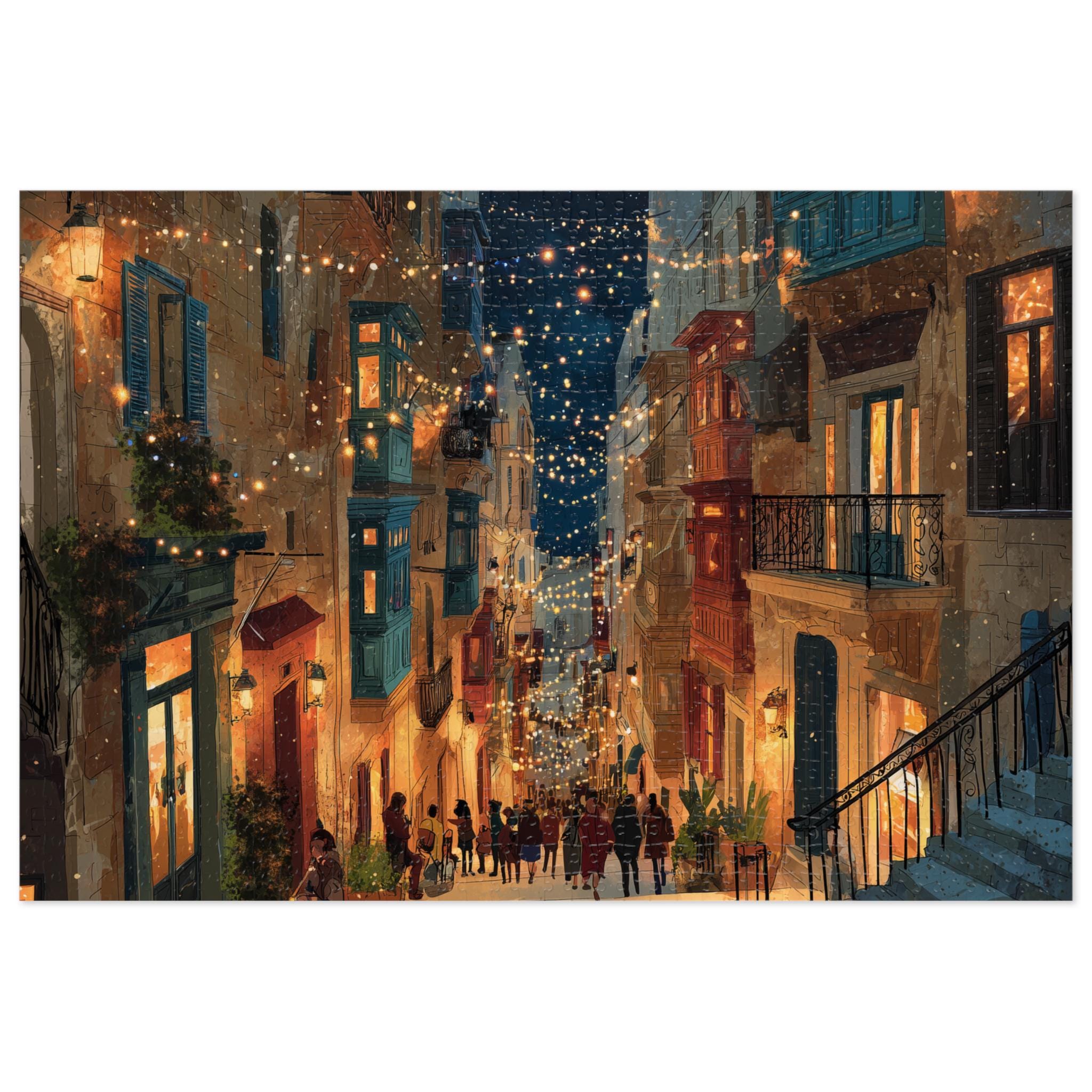 Valletta Malta Christmas Puzzle, Personalized Gift Festive Market, Travel Keepsake, Family Holiday Souvenir