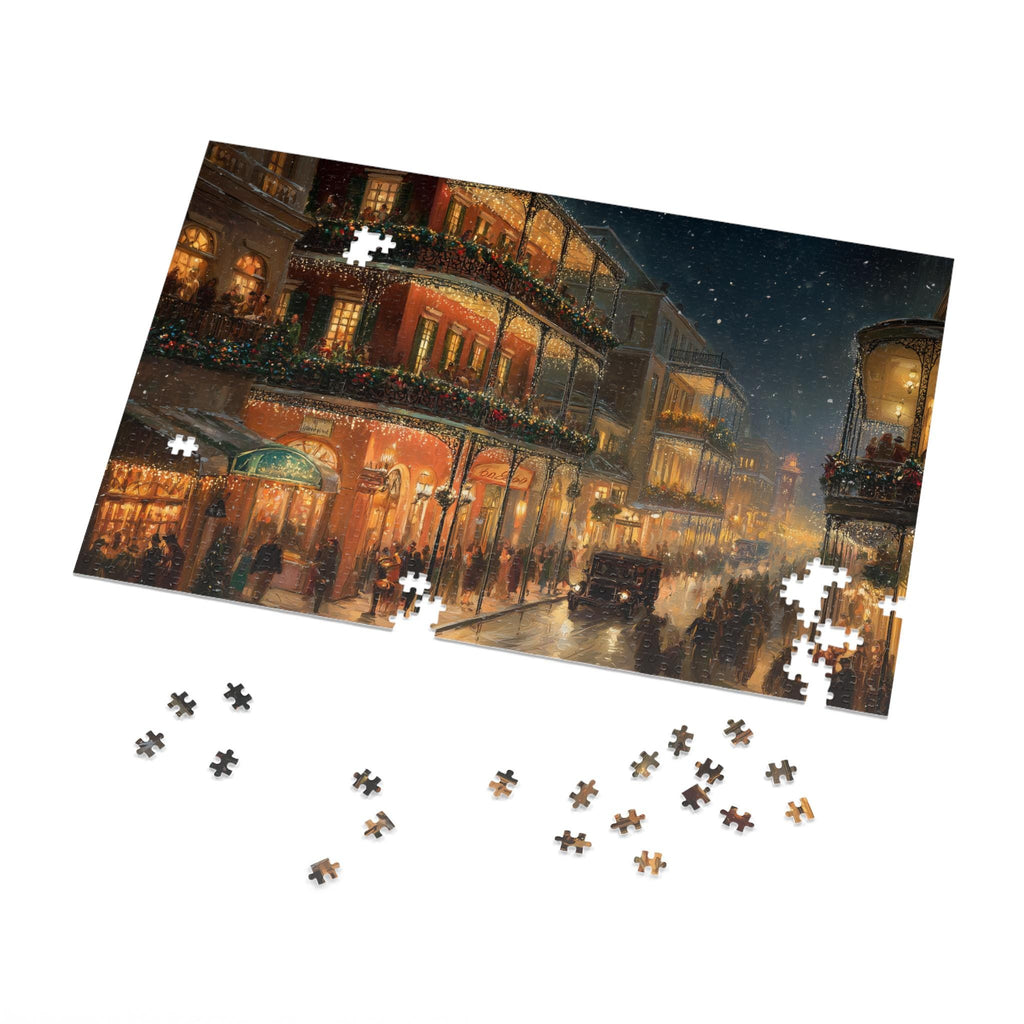 New Orleans Christmas Puzzle, Louisiana Personalized Gift Festive Market, Travel Keepsake, Family Holiday Souvenir