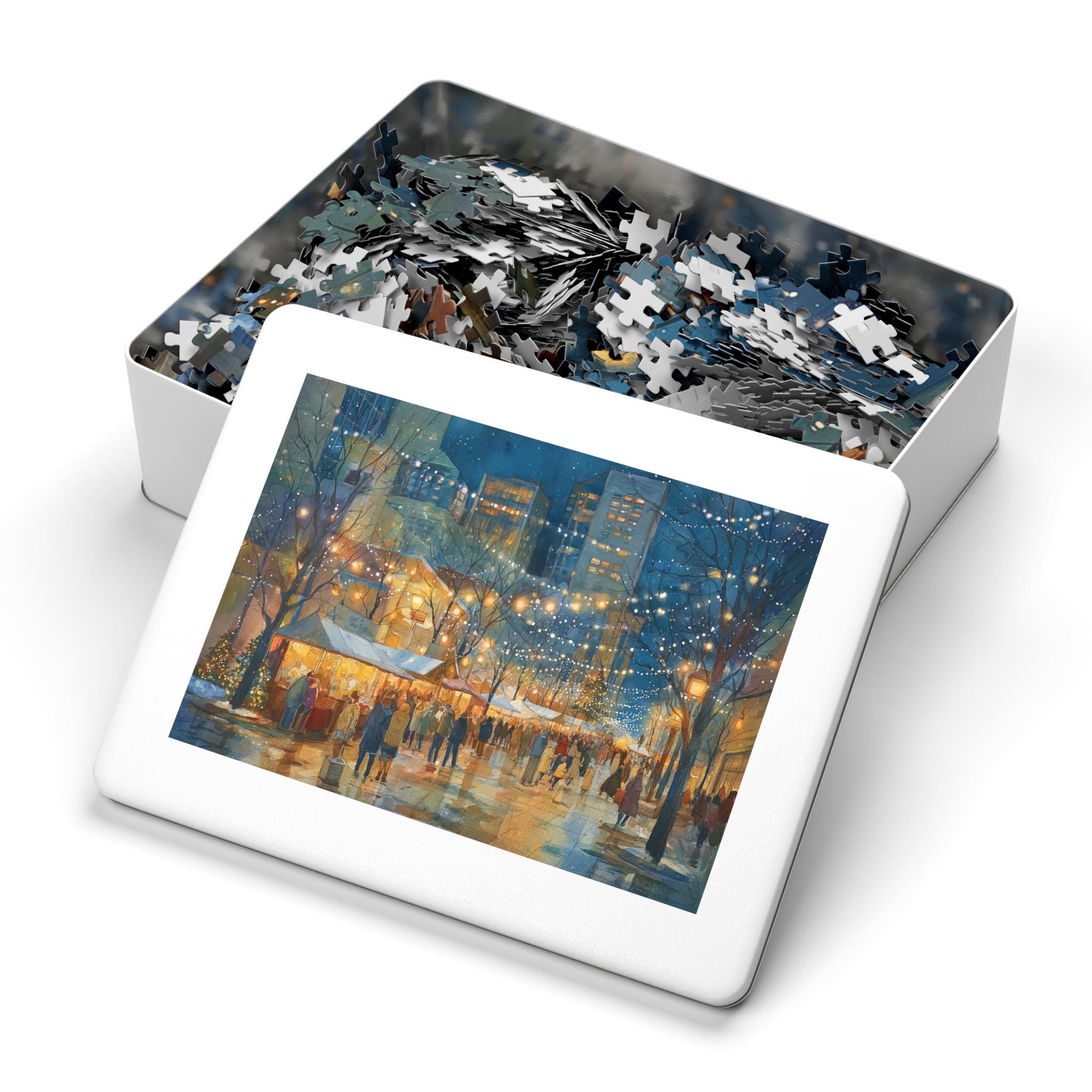 Raleigh North Carolina Christmas Puzzle, Personalized Gift Festive Market, Travel Keepsake, Family Holiday Souvenir