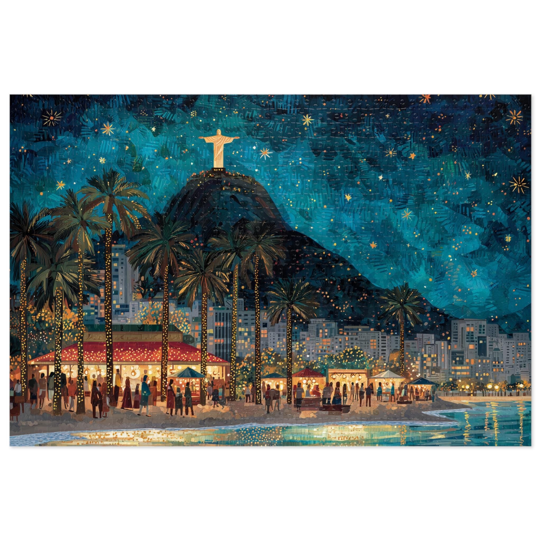 Rio Brazil Christmas Puzzle, Personalized Gift Festive Market, Travel Keepsake, Family Holiday Souvenir