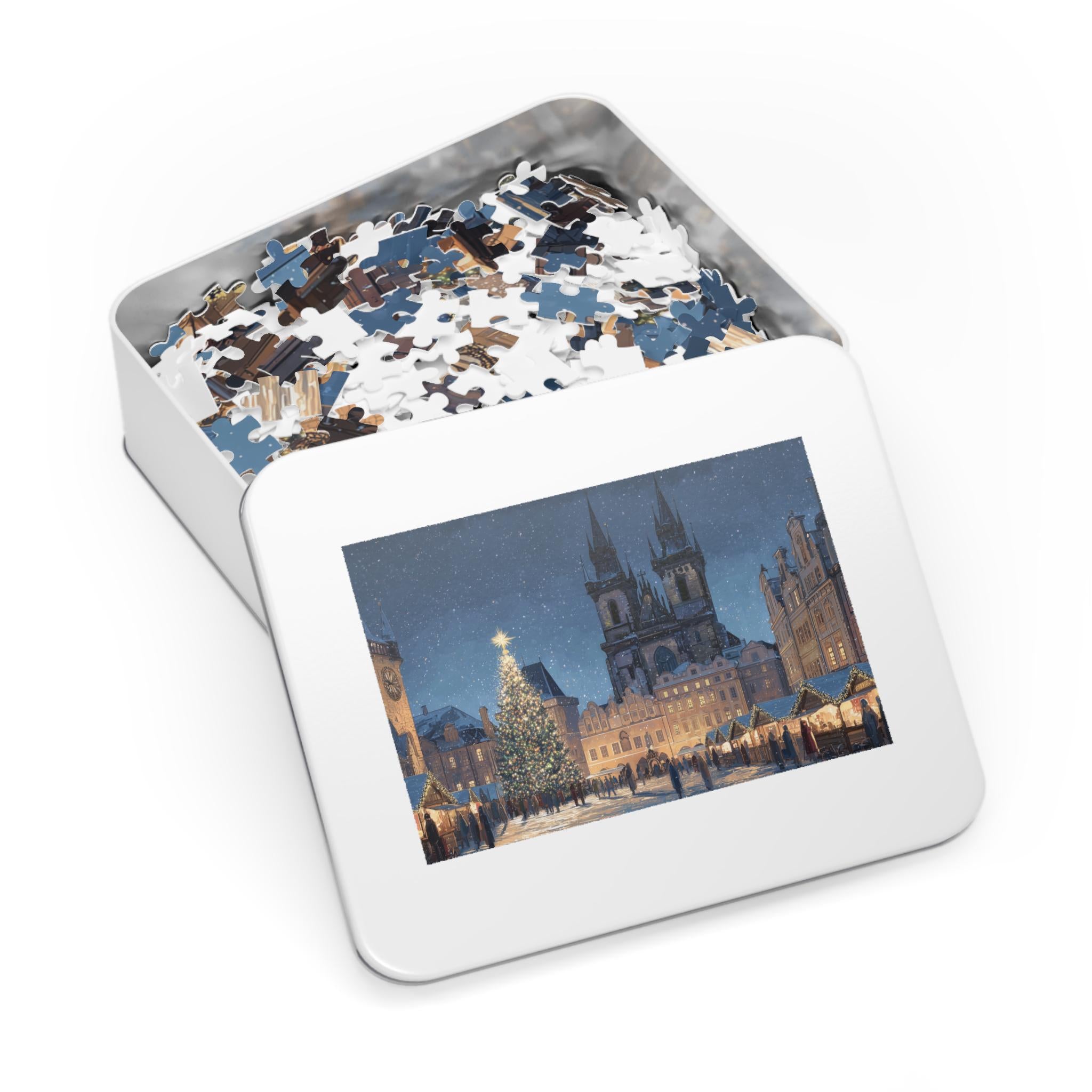 Prague Czech Republic Christmas Puzzle, Personalized Gift Festive Market, Travel Keepsake, Family Holiday Souvenir