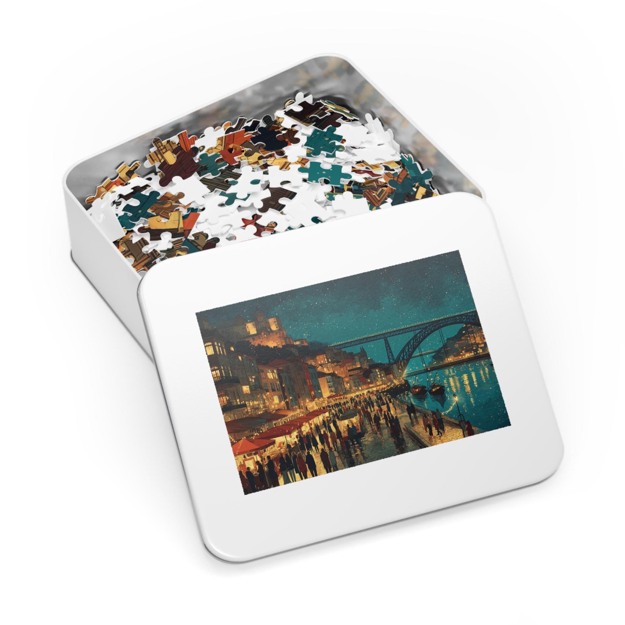 Porto Portugal Christmas Puzzle, Personalized Gift Festive Market, Travel Keepsake, Family Holiday Souvenir