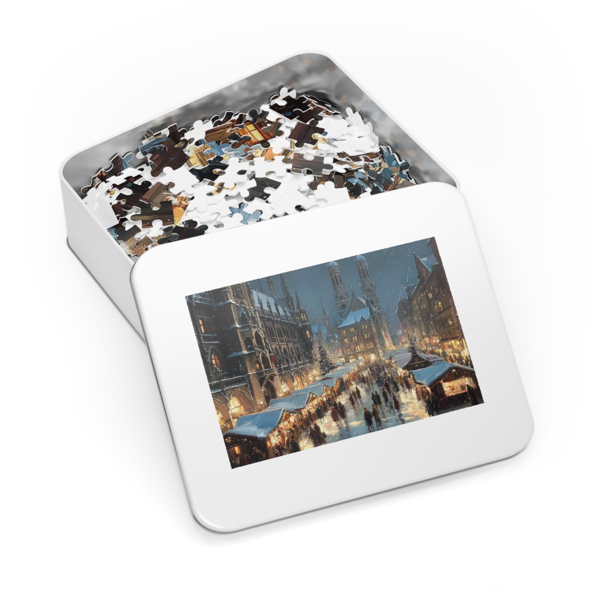 Munich Germany Christmas Puzzle, Personalized Gift Festive Market, Travel Keepsake, Family Holiday Souvenir