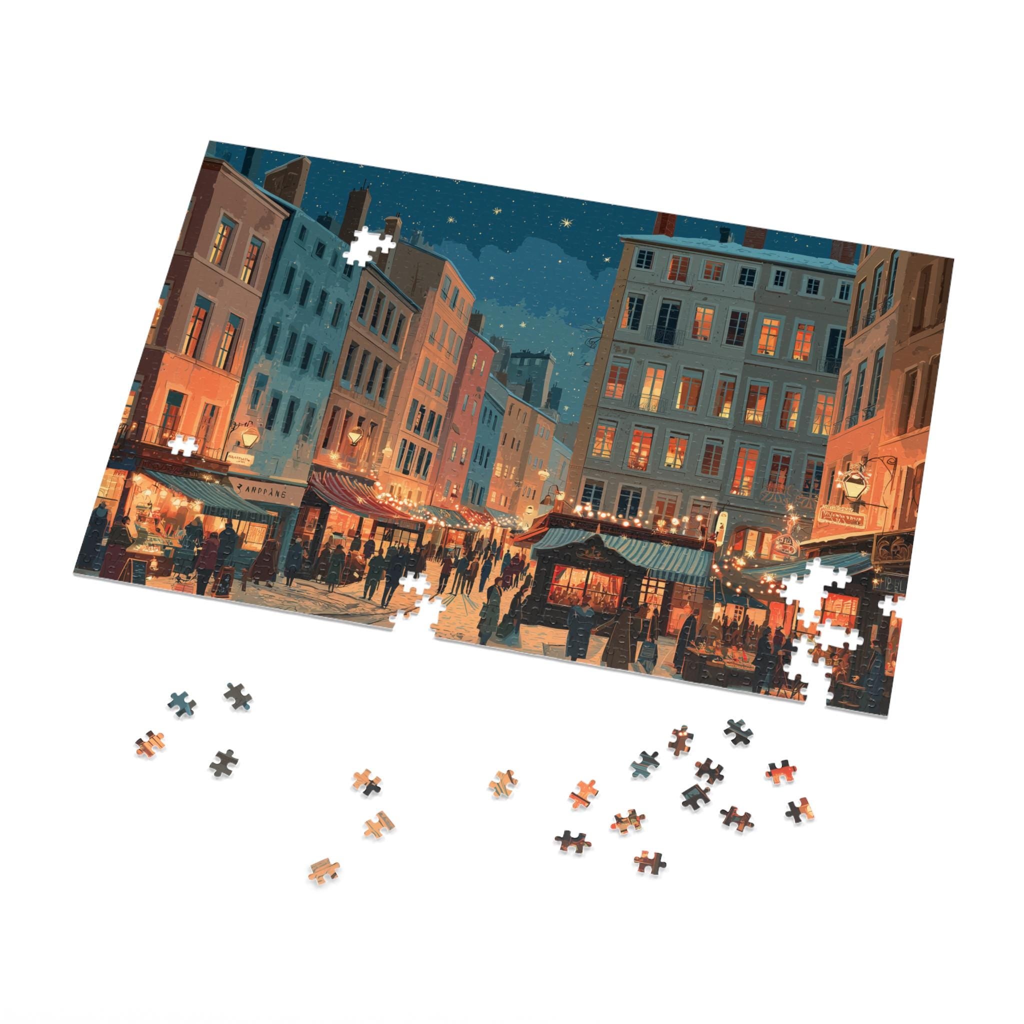 Lyon France Christmas Puzzle, Personalized Gift Festive Market, Travel Keepsake, Family Holiday Souvenir