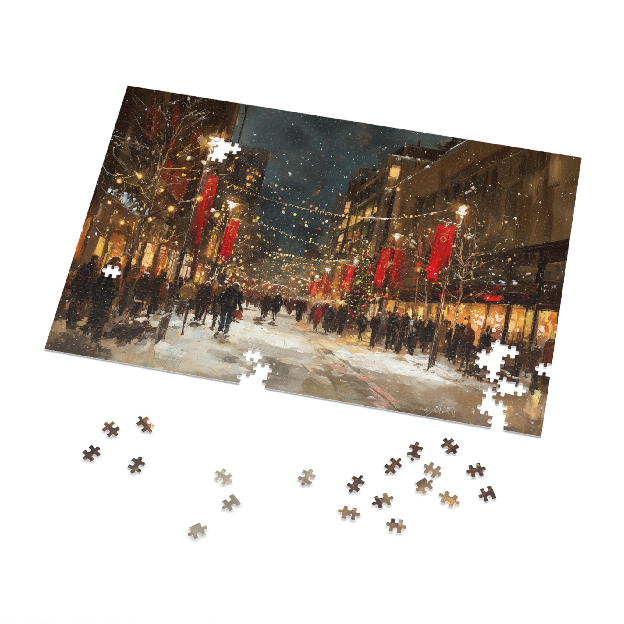 Manchester New Hampshire Christmas Puzzle, Personalized Gift Festive Market, Travel Keepsake, Family Holiday Souvenir