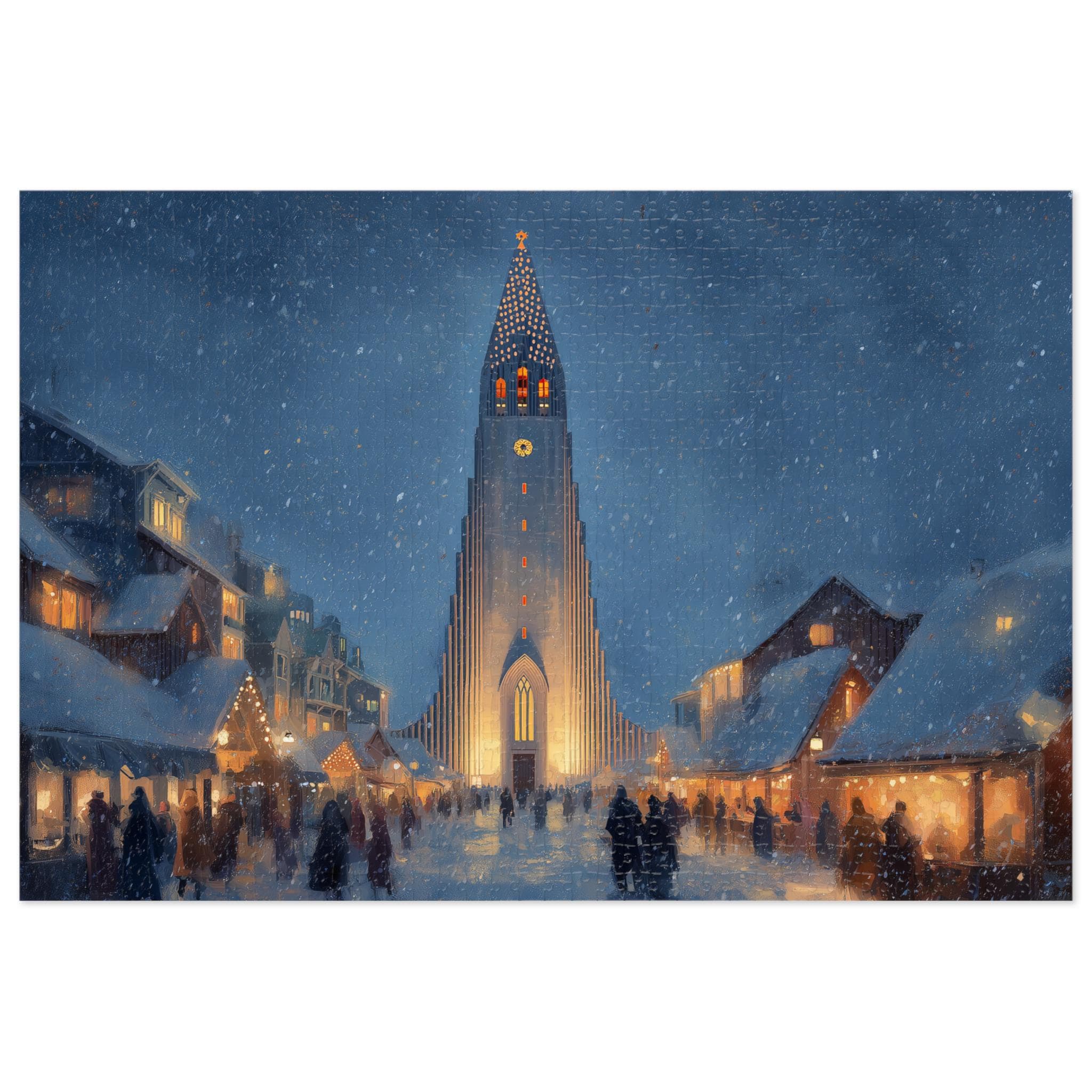 Reykjavk Iceland Christmas Puzzle, Personalized Gift Festive Market, Travel Keepsake, Family Holiday Souvenir