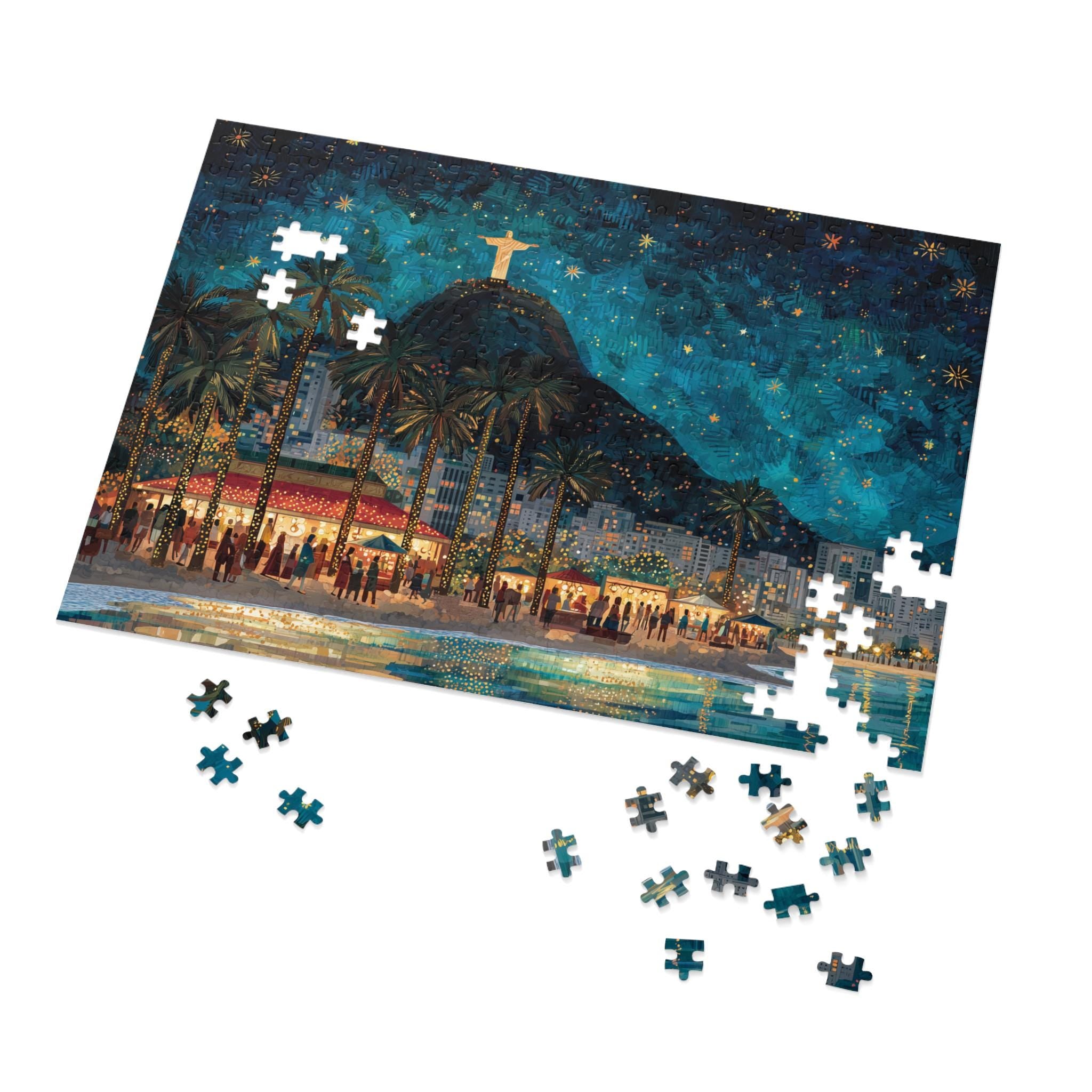 Rio Brazil Christmas Puzzle, Personalized Gift Festive Market, Travel Keepsake, Family Holiday Souvenir
